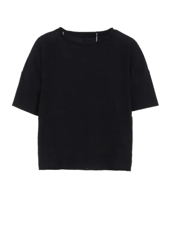 JACQUARD JERSEY CURLED COLLAR CROPPED SHORT SLEEVE T sold by Yohji Yamamoto
