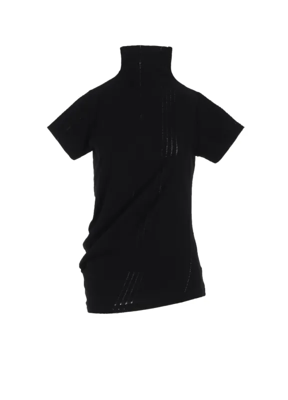 JACQUARD JERSEY HIGH NECK CRUNCHED SIDE T sold by Yohji Yamamoto