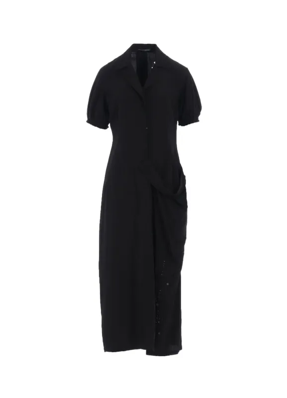 CUPRO/DUNGAREE BALLER LACE LEFT SIDE GATHERED DRESS sold by Yohji Yamamoto