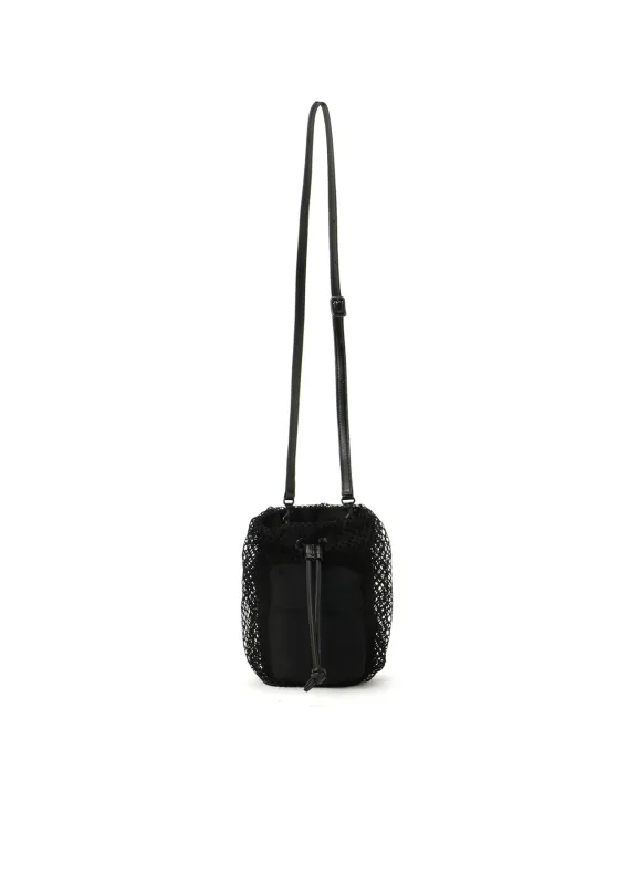 DIAMOND NET/LEATHER COMBINATION MINI POUCH sold by Yohji Yamamoto