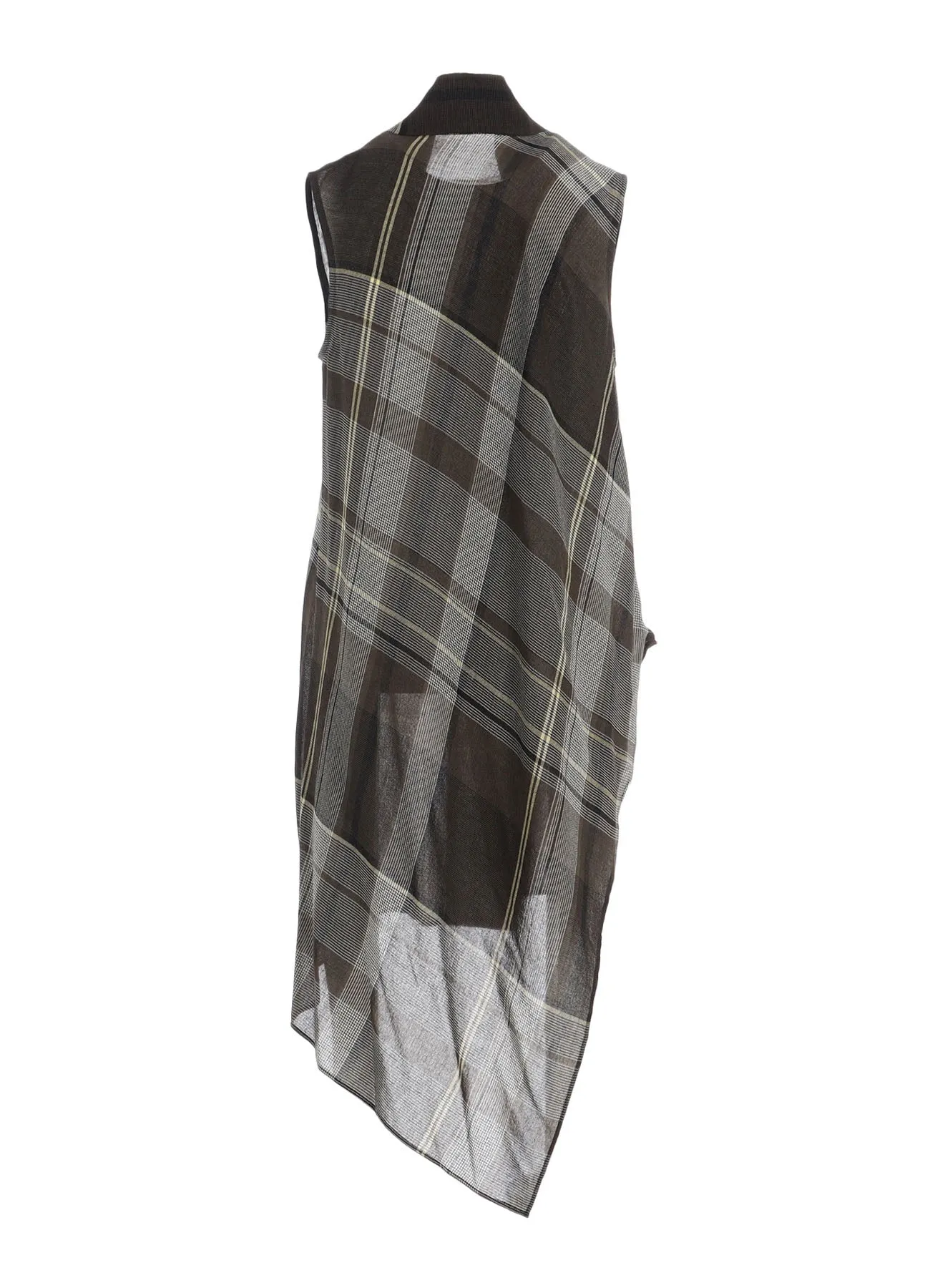 GAUZE PLAID TIE STYLE SLEEVELESS BLOUSE sold by Yohji Yamamoto product image thumbnail 3