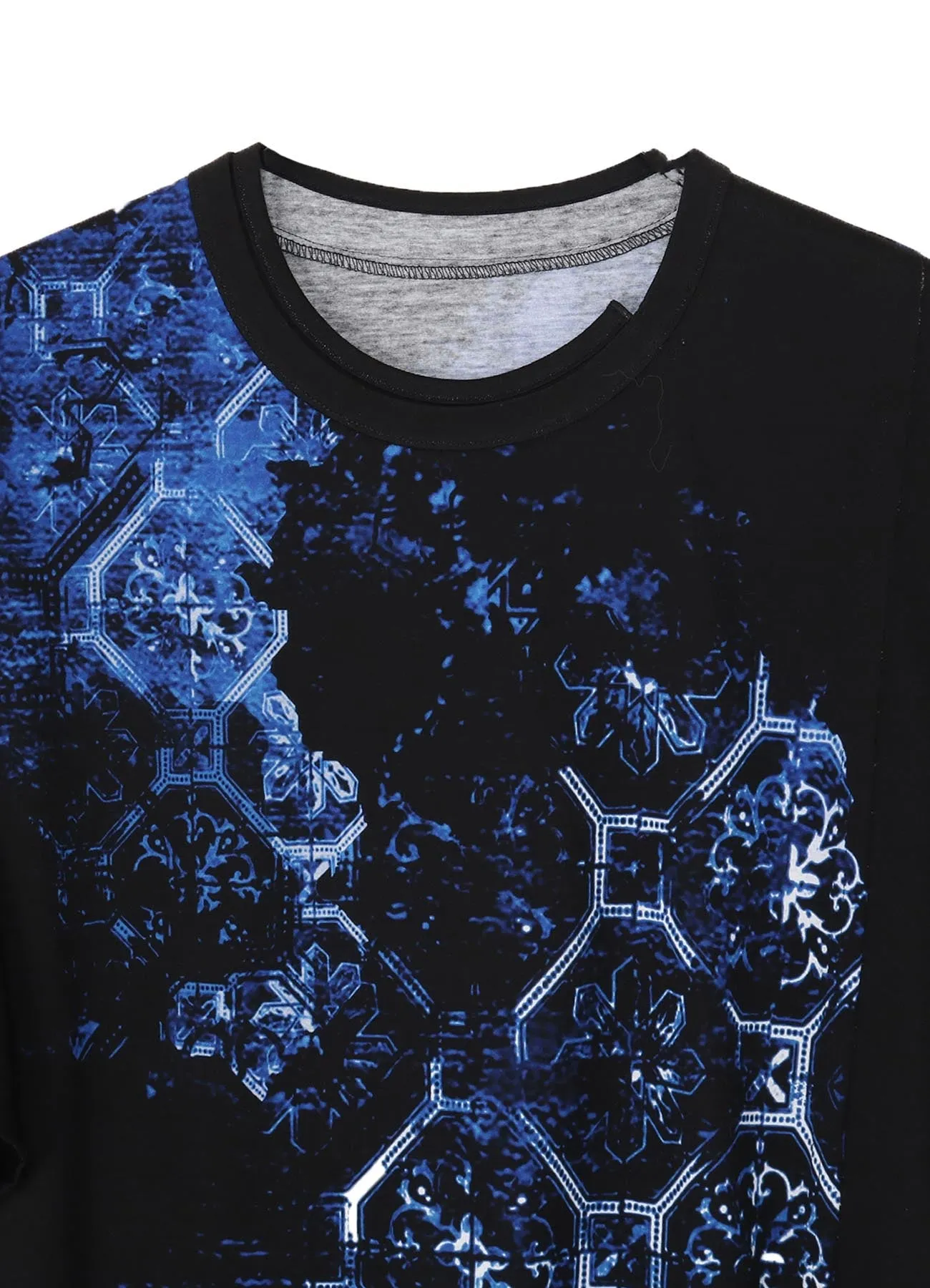 COTTON JERSEY TILE PATTERN T-SHIRT MIX TIERED T-SHIRT sold by Yohji Yamamoto product image thumbnail 4