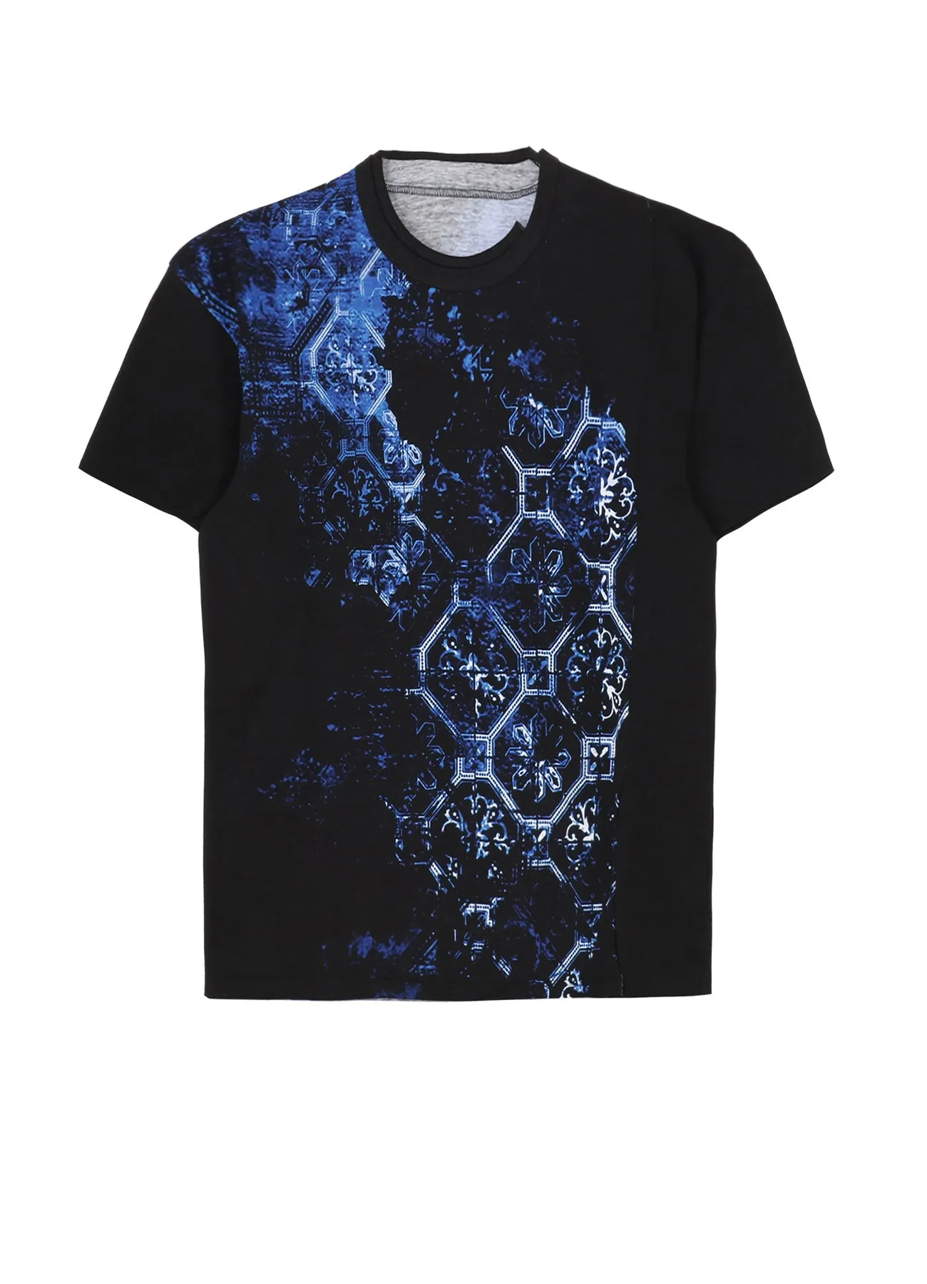 COTTON JERSEY TILE PATTERN T-SHIRT MIX TIERED T-SHIRT sold by Yohji Yamamoto