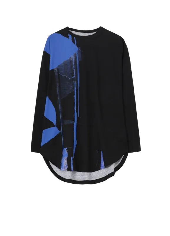 COTTON JERSEY TORN PATTERN HEM ROUND JUMBO T-SHIRT LONG SLEEVES sold by Yohji Yamamoto