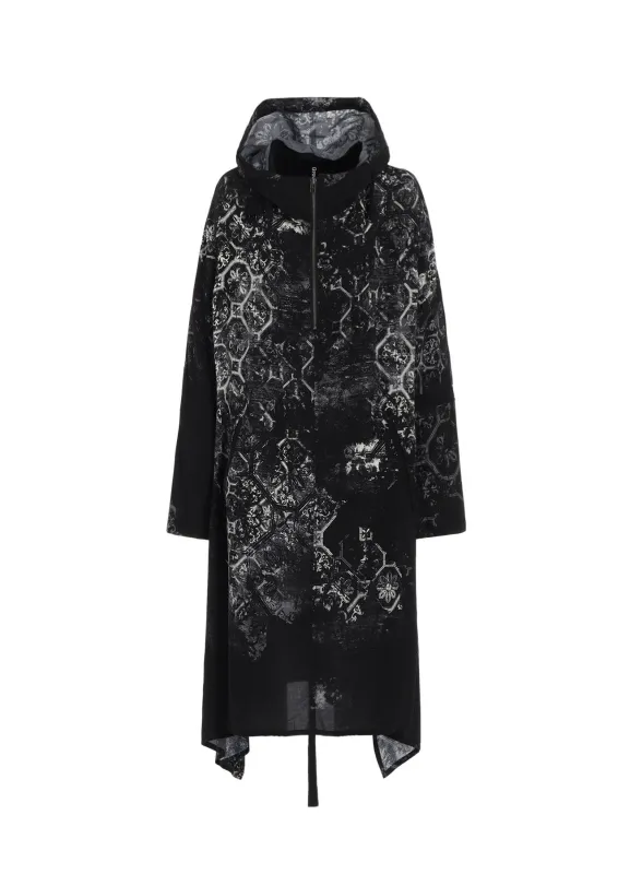 RAYON PRINT TILE PATTERN SIDE CUT-OUT DRESSES sold by Yohji Yamamoto