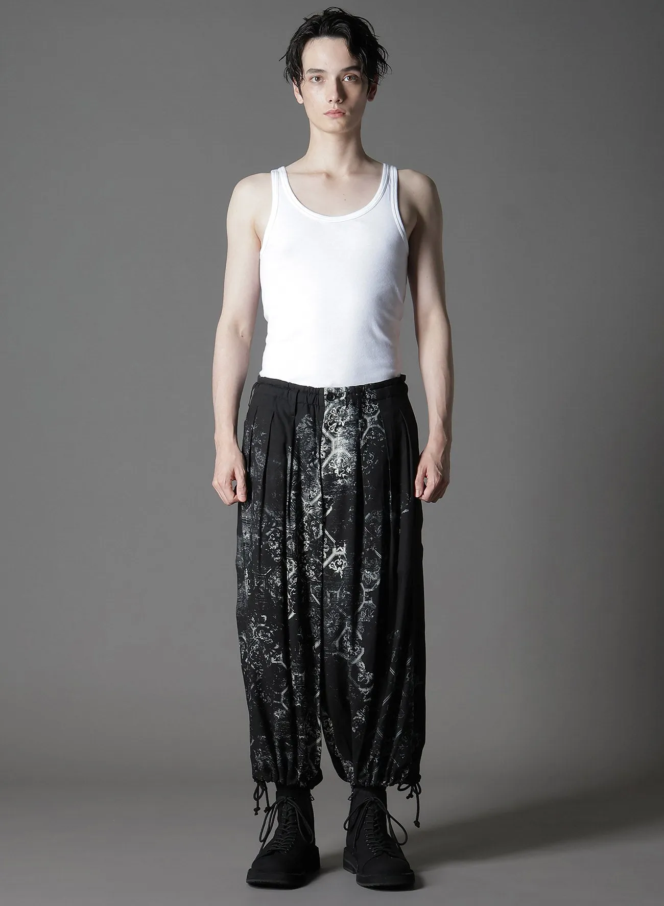 RAYON PRINT TILE PATTERN BALLOON PANTS sold by Yohji Yamamoto product image thumbnail 3
