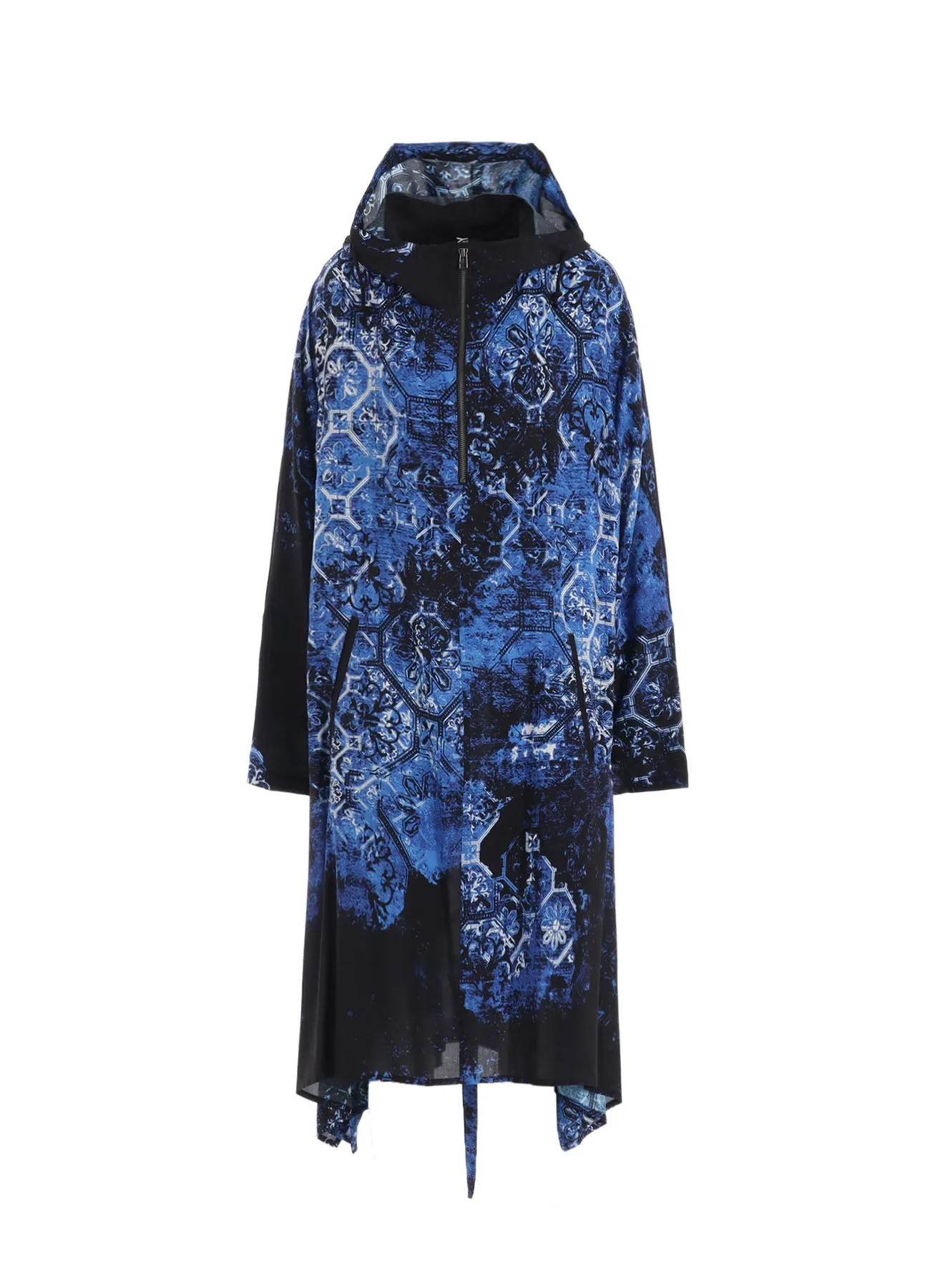 RAYON PRINT TILE PATTERN SIDE CUT-OUT DRESSES sold by Yohji Yamamoto