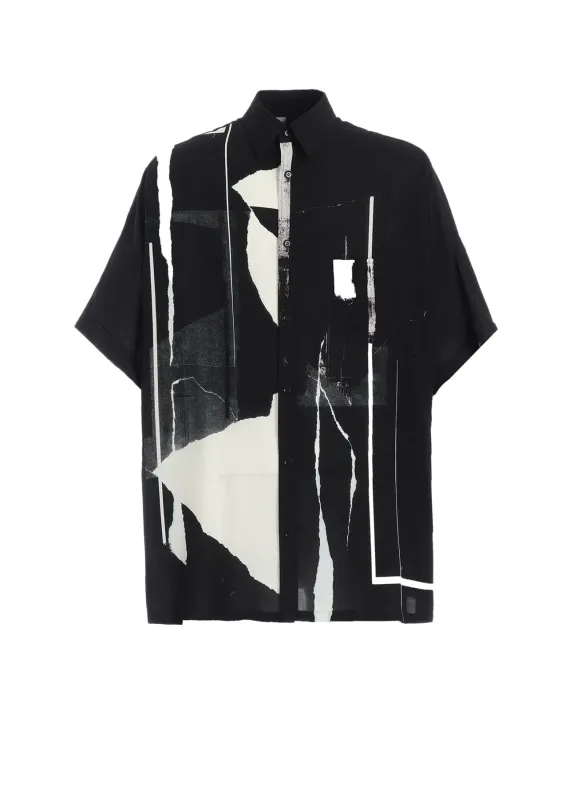 RAYON PRINT TORN PATTERN FRONT DOLMAN BIG SHIRT SHORT SLEEVES sold by Yohji Yamamoto