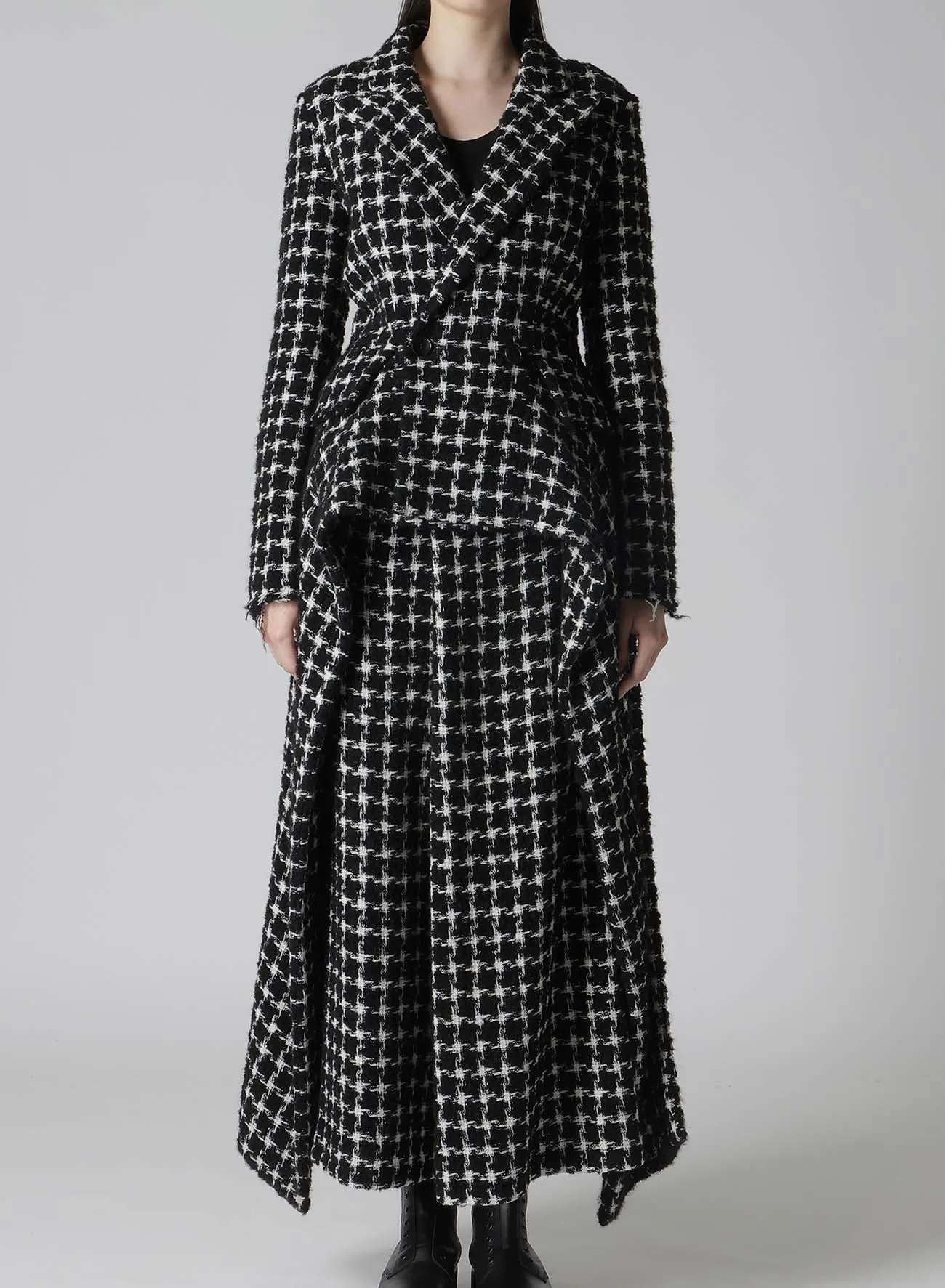 B&W HOUNDSTOOTH DRAPED PEAKED JACKET sold by Yohji Yamamoto product image thumbnail 2