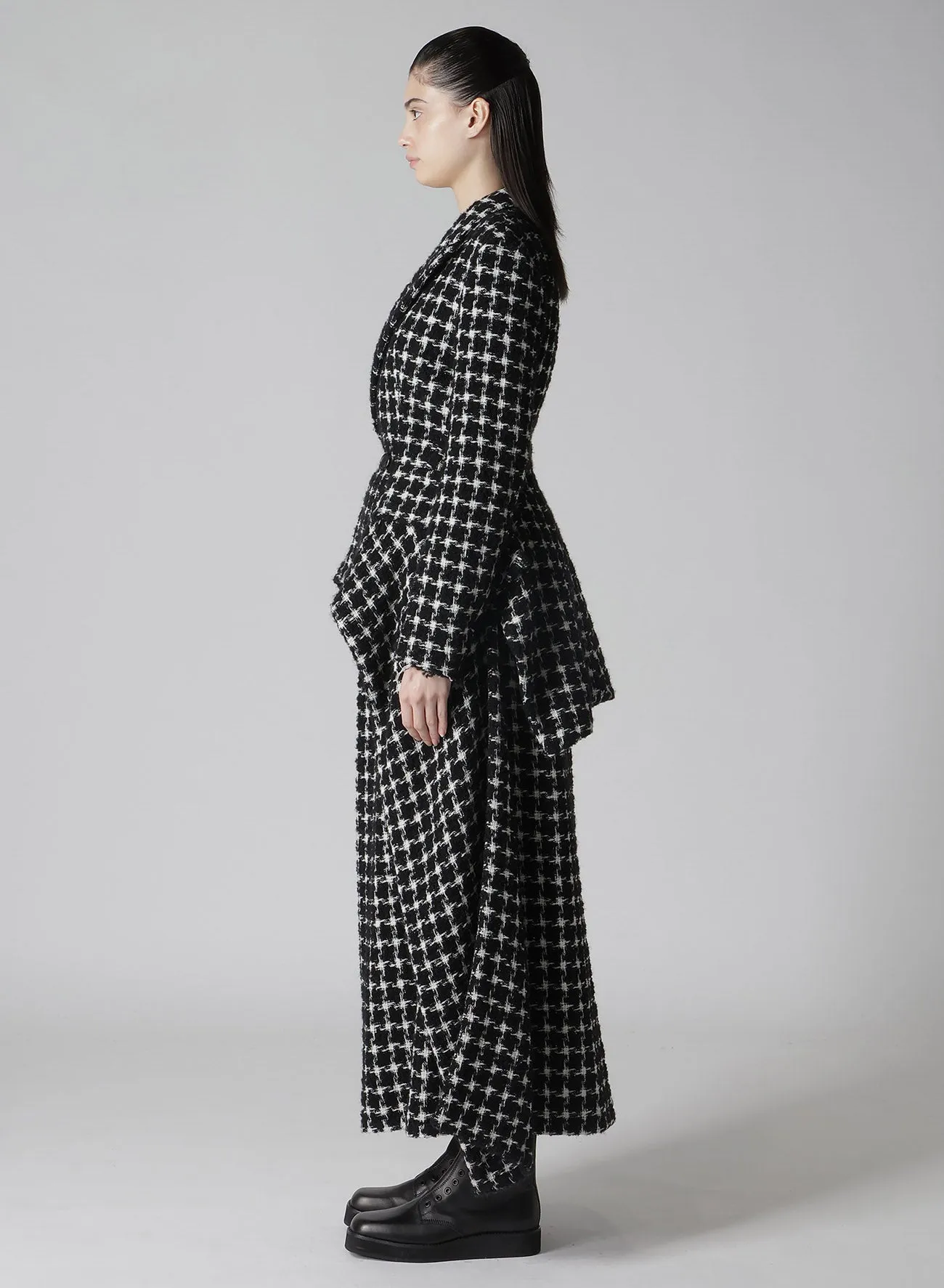B&W HOUNDSTOOTH DRAPED PEAKED JACKET sold by Yohji Yamamoto product image thumbnail 4