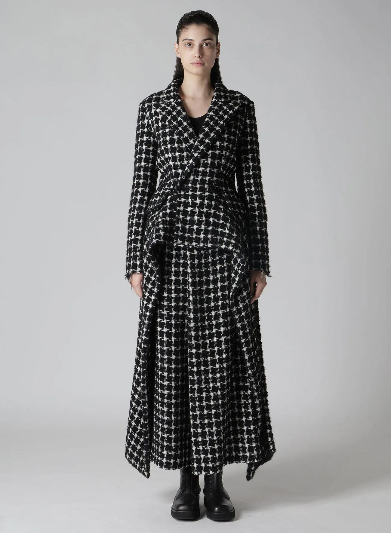 B&W HOUNDSTOOTH DRAPED PEAKED JACKET sold by Yohji Yamamoto product image thumbnail 3