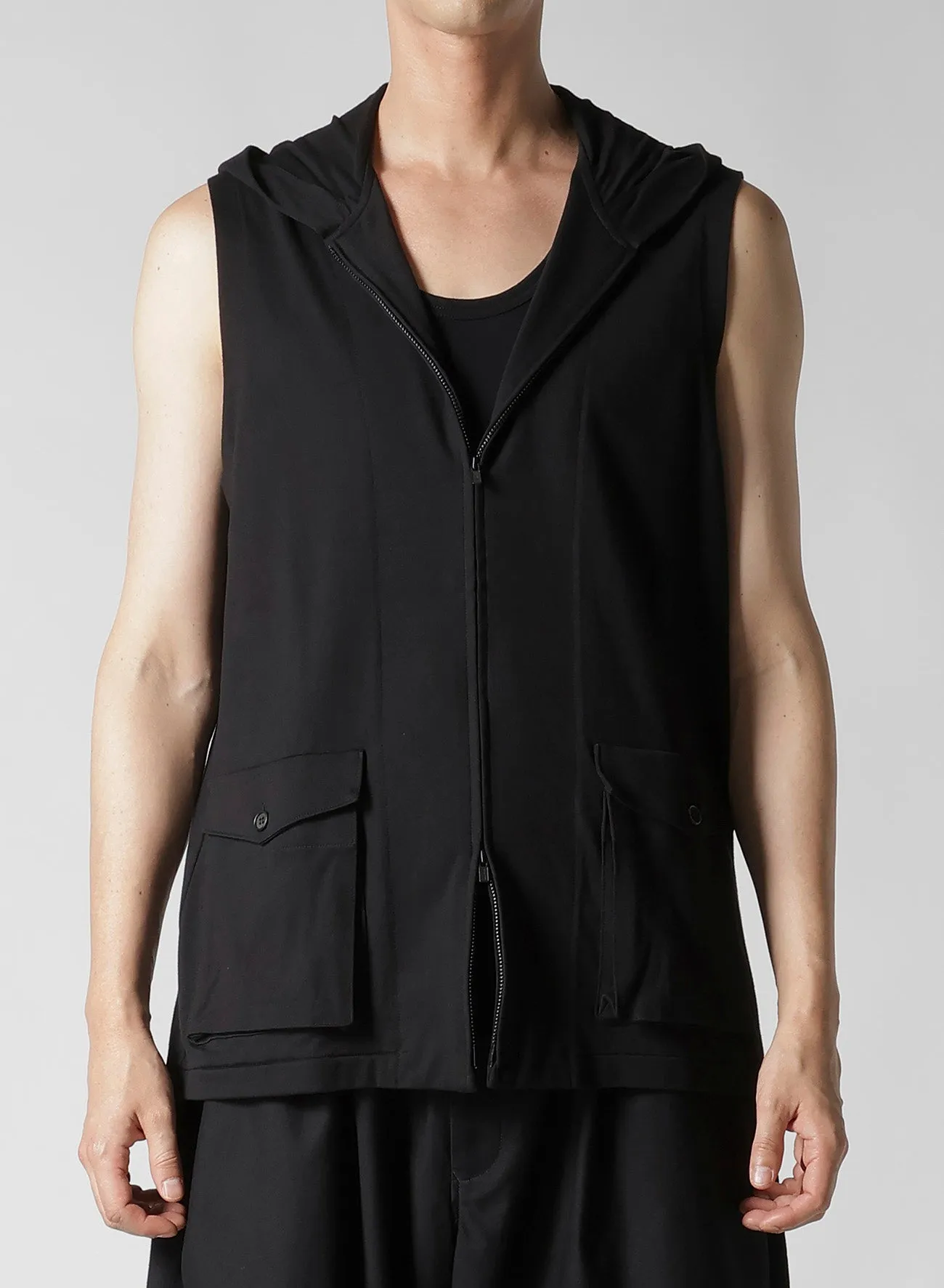 REGULATION JERSEY HOODED ZIPPER VEST sold by Yohji Yamamoto product image thumbnail 2