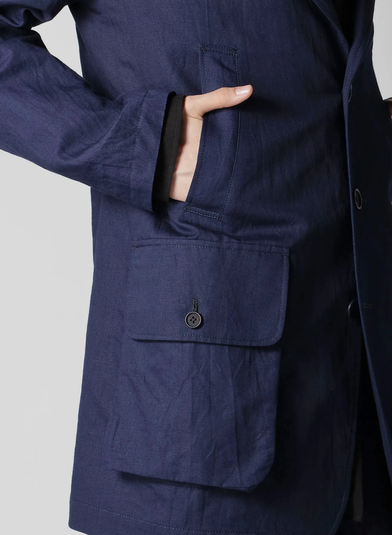 INDIGO DYEING COTTON LINEN BOX POCKET JACKET sold by Yohji Yamamoto product image thumbnail 5