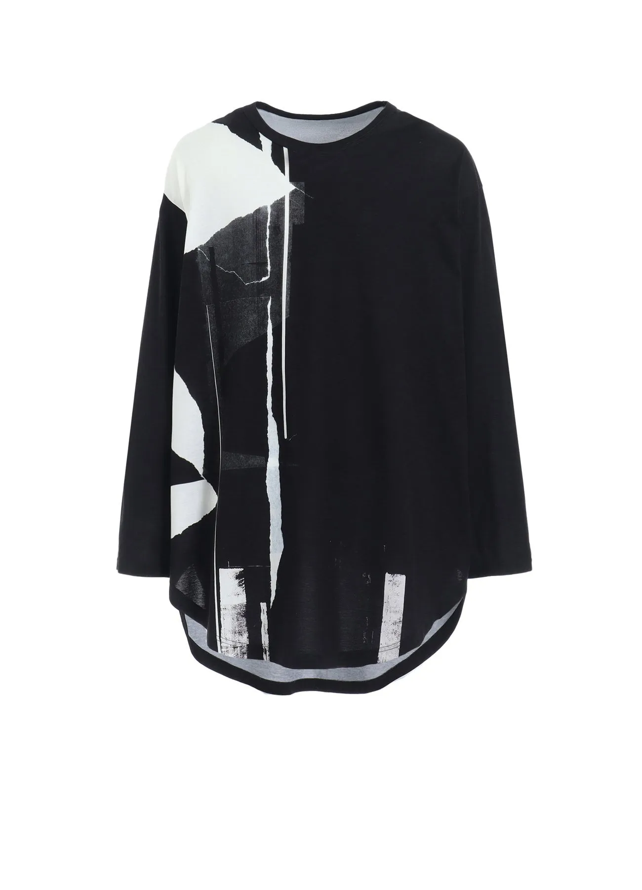 COTTON JERSEYTORN PATTERN HEM ROUND JUMBO T-SHIRT LONG SLEEVES sold by Yohji Yamamoto