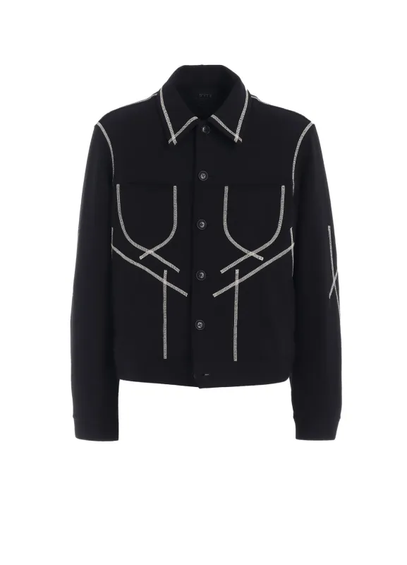 FRENCH TERRY RANDOM STITCH TRUCKER JACKET sold by Yohji Yamamoto