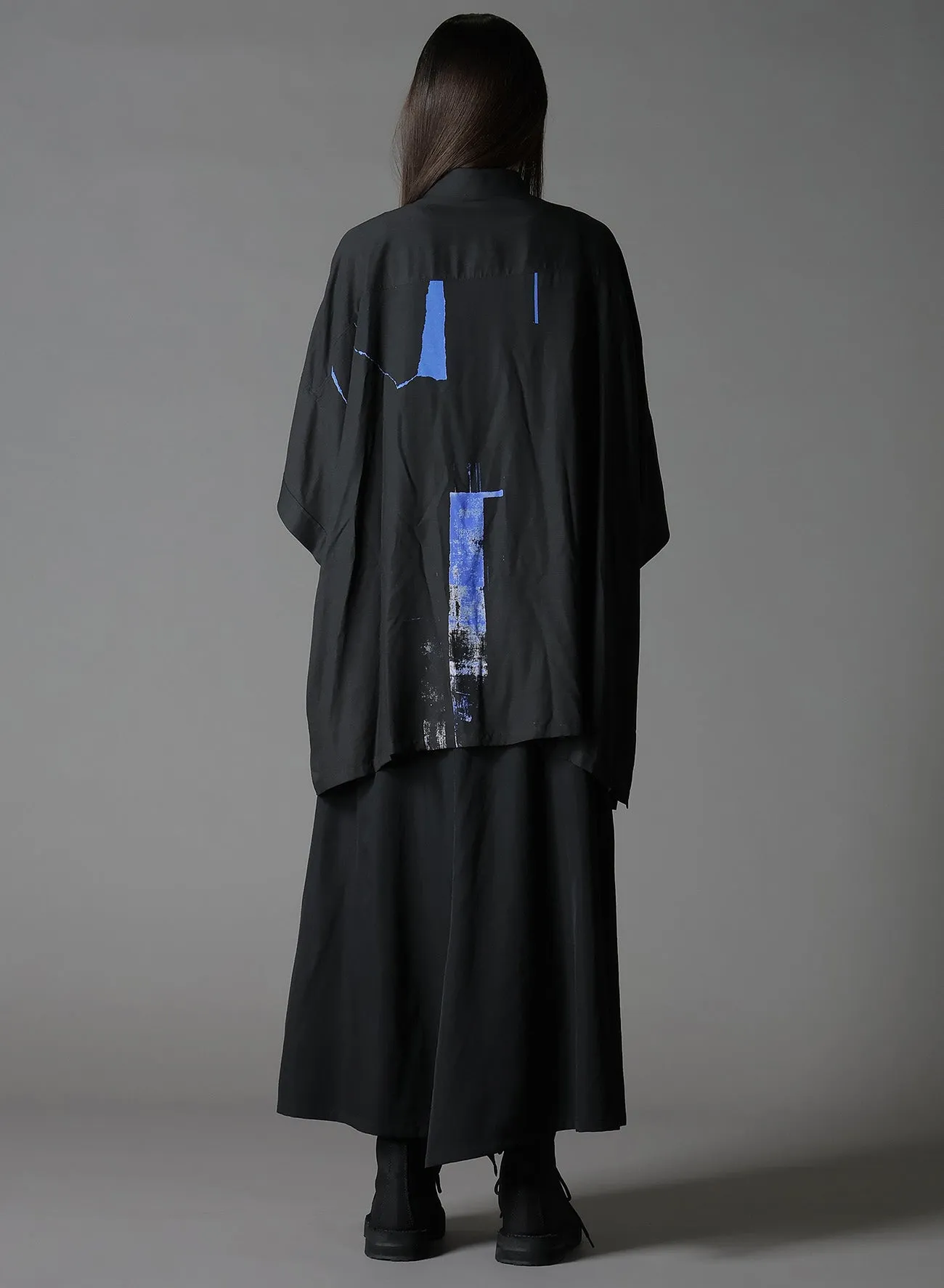 RAYON PRINT TORN PATTERN FRONT DOLMAN BIG SHIRT SHORT SLEEVES sold by Yohji Yamamoto product image thumbnail 4