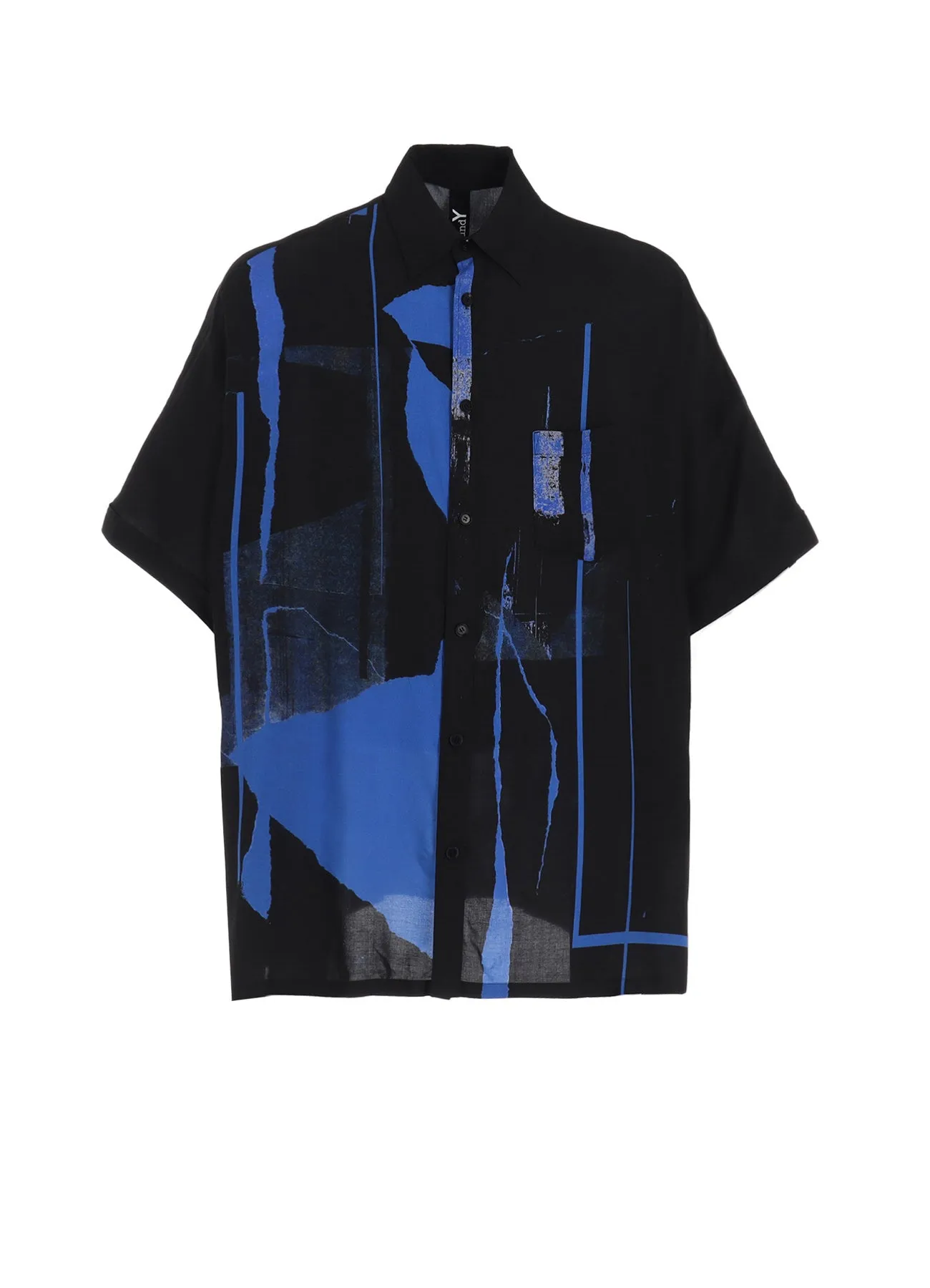 RAYON PRINT TORN PATTERN FRONT DOLMAN BIG SHIRT SHORT SLEEVES sold by Yohji Yamamoto
