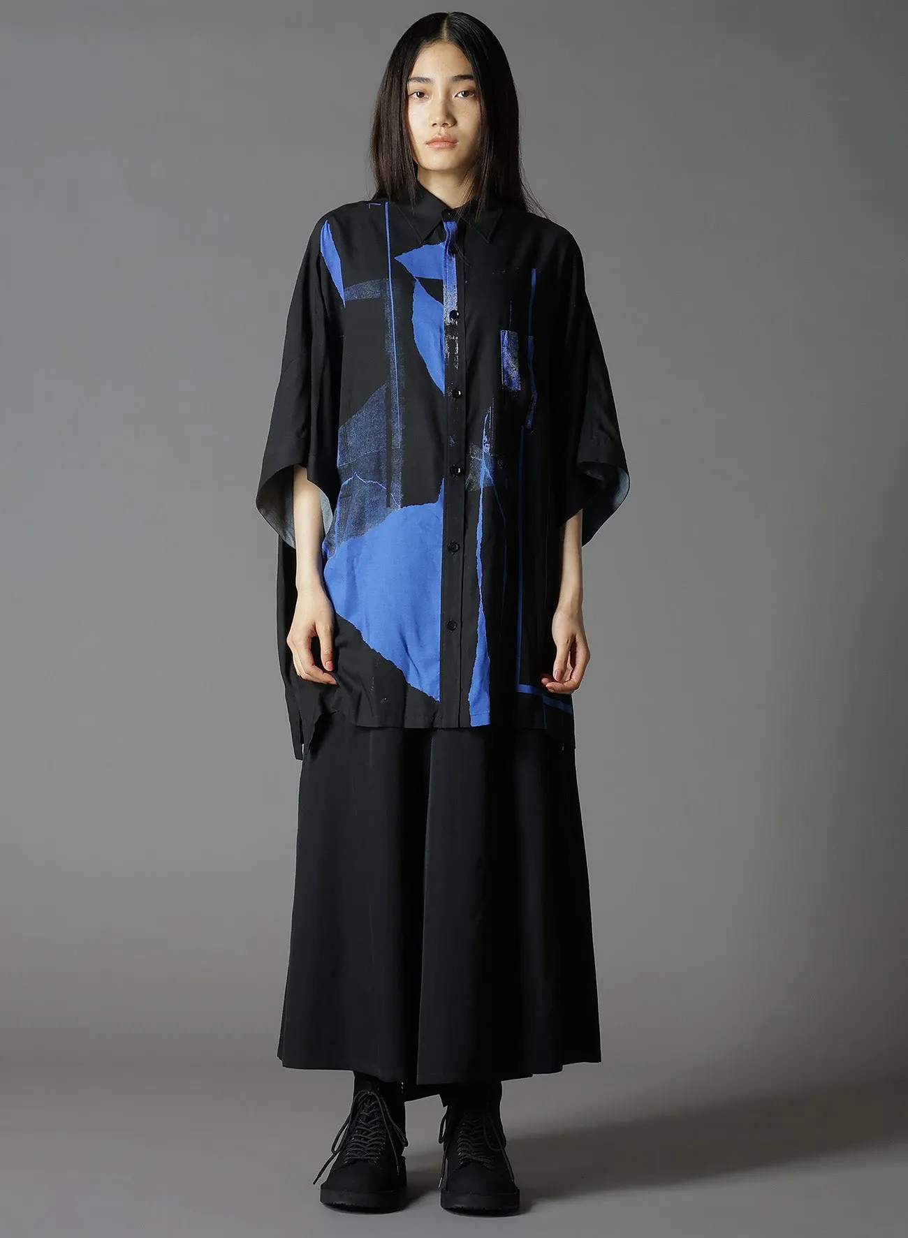 RAYON PRINT TORN PATTERN FRONT DOLMAN BIG SHIRT SHORT SLEEVES sold by Yohji Yamamoto product image thumbnail 5