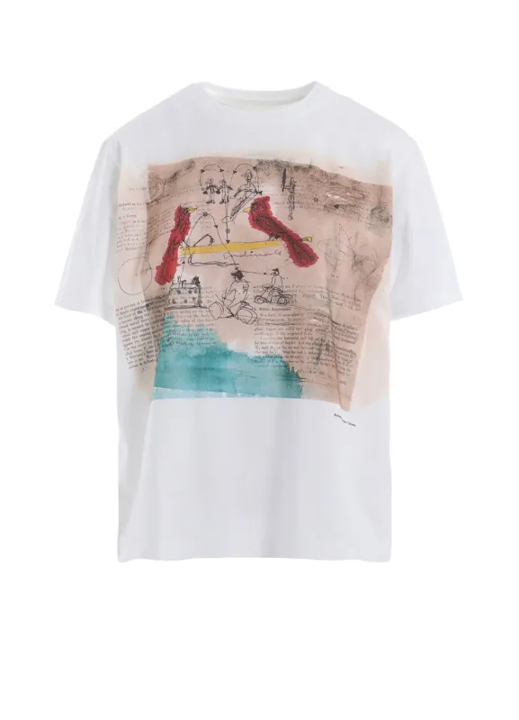 COTTON JERSEY BIRD PRINT T-SHIRT sold by Yohji Yamamoto