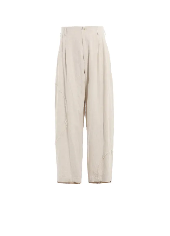 LINEN/COTTON HERRINGBONE ZIGZAG CUT-OUT PANTS sold by Yohji Yamamoto