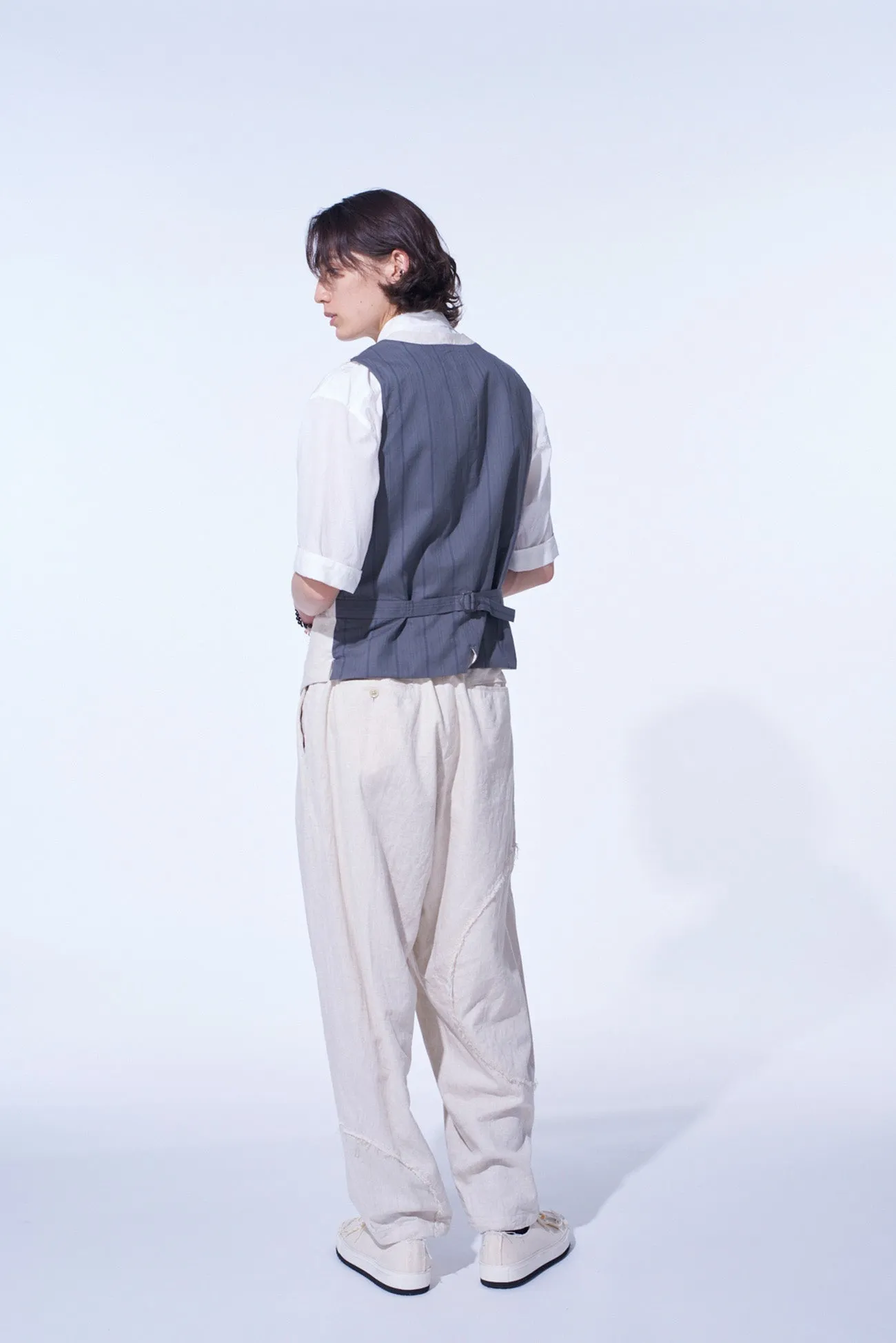 LINEN/COTTON HERRINGBONE ZIGZAG CUT-OUT VEST sold by Yohji Yamamoto product image thumbnail 4