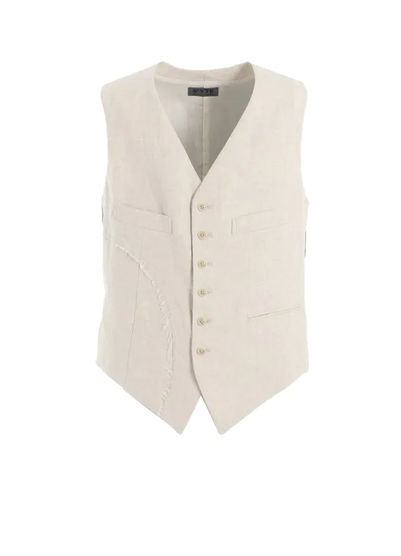LINEN/COTTON HERRINGBONE ZIGZAG CUT-OUT VEST sold by Yohji Yamamoto