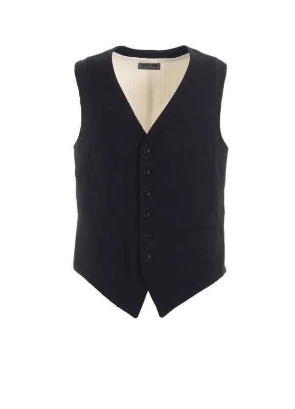 LINEN/COTTON HERRINGBONE ZIGZAG CUT-OUT VEST made by Yohji Yamamoto