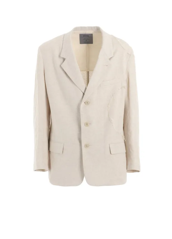 LINEN/COTTON HERRINGBONE ZIGZAG CUT-OUT JACKET sold by Yohji Yamamoto
