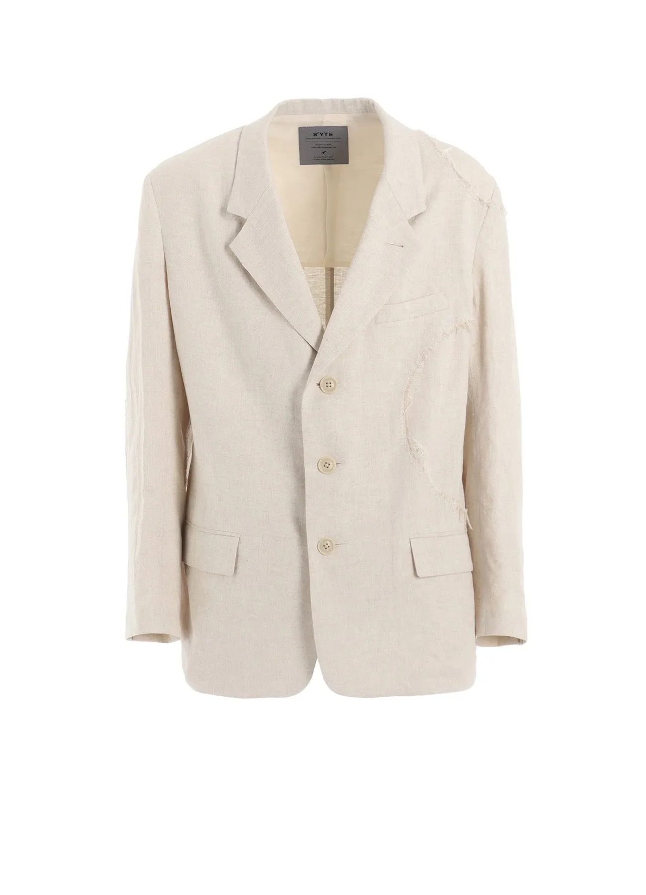 LINEN/COTTON HERRINGBONE ZIGZAG CUT-OUT JACKET sold by Yohji Yamamoto