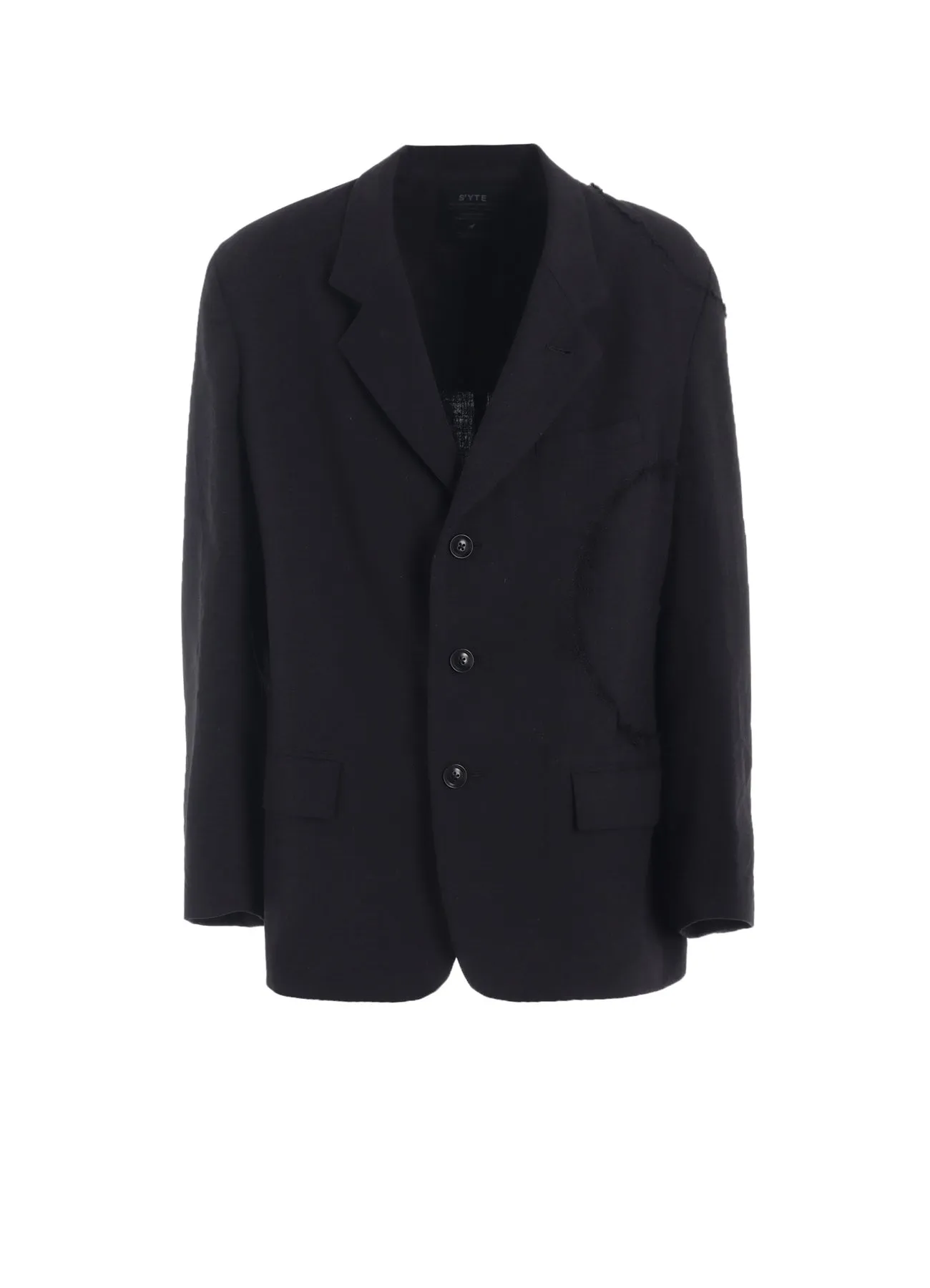 LINEN/COTTON HERRINGBONE ZIGZAG CUT-OUT JACKET sold by Yohji Yamamoto