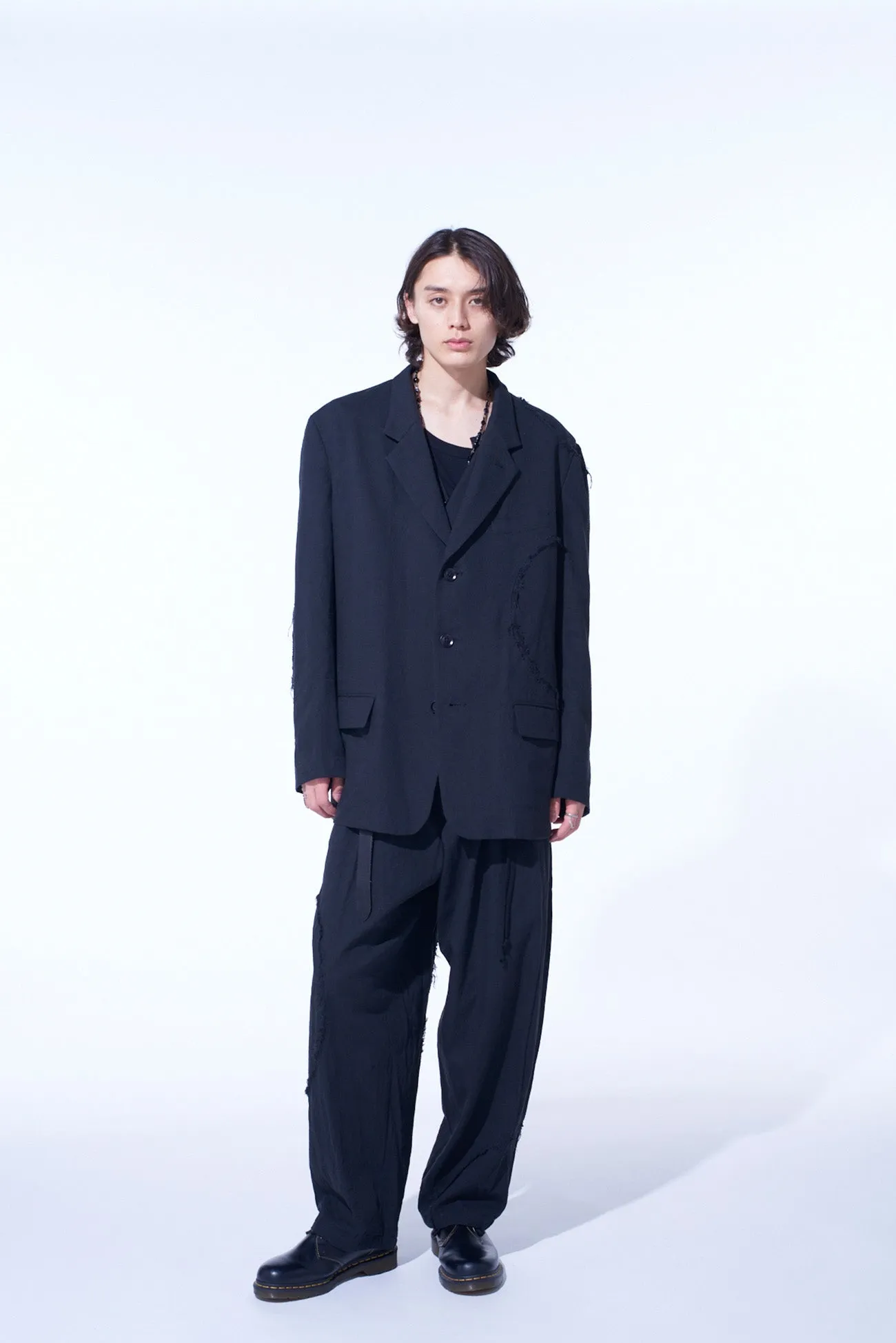 LINEN/COTTON HERRINGBONE ZIGZAG CUT-OUT JACKET sold by Yohji Yamamoto product image thumbnail 5