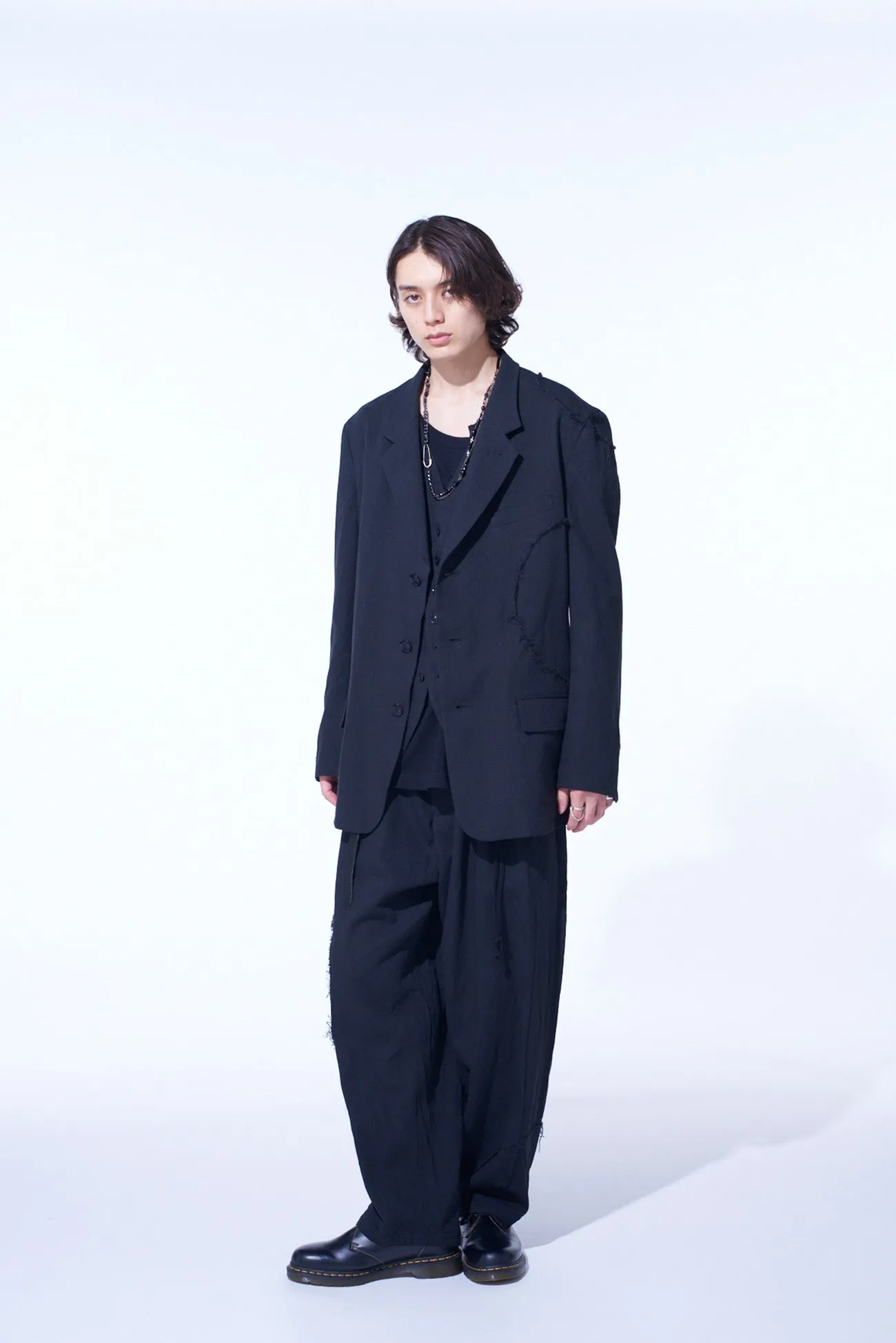 LINEN/COTTON HERRINGBONE ZIGZAG CUT-OUT JACKET sold by Yohji Yamamoto product image thumbnail 2