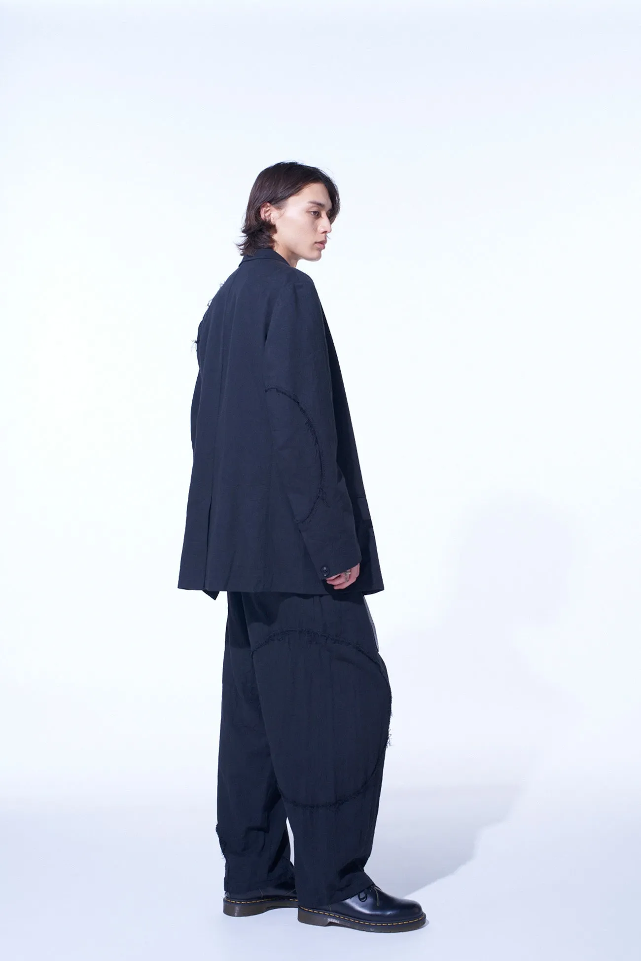 LINEN/COTTON HERRINGBONE ZIGZAG CUT-OUT JACKET sold by Yohji Yamamoto product image thumbnail 3