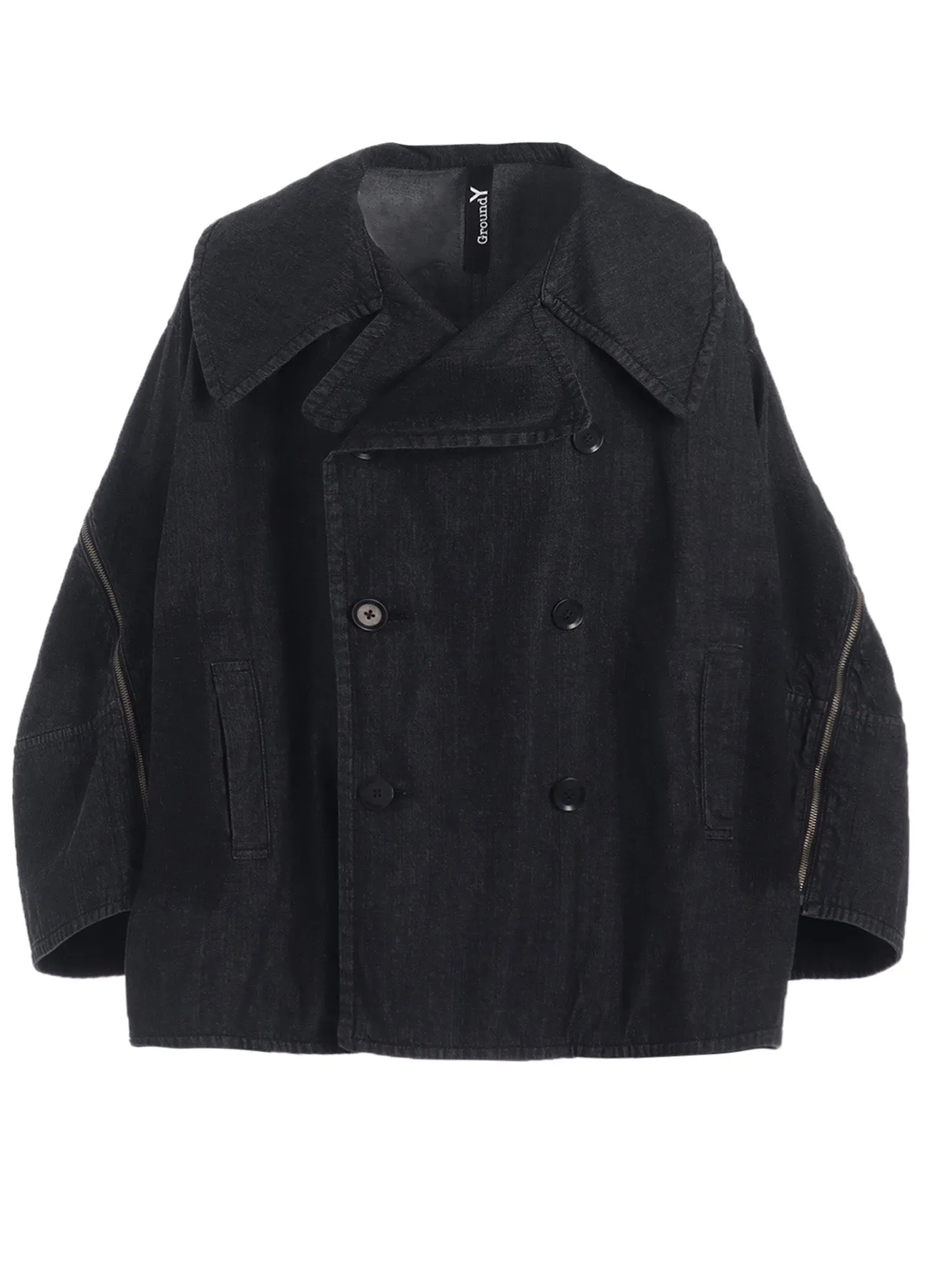 8OZ DENIM + DUNGAREE SHORT LENGTH BIG SLEEVE DOUBLE COAT sold by Yohji Yamamoto product image thumbnail 2