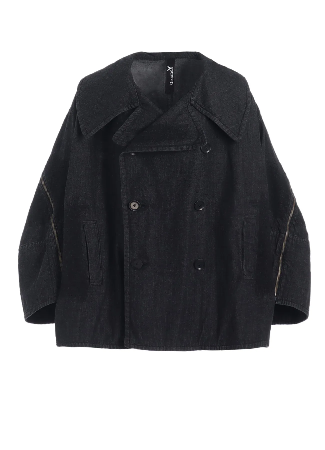 8OZ DENIM + DUNGAREE SHORT LENGTH BIG SLEEVE DOUBLE COAT sold by Yohji Yamamoto