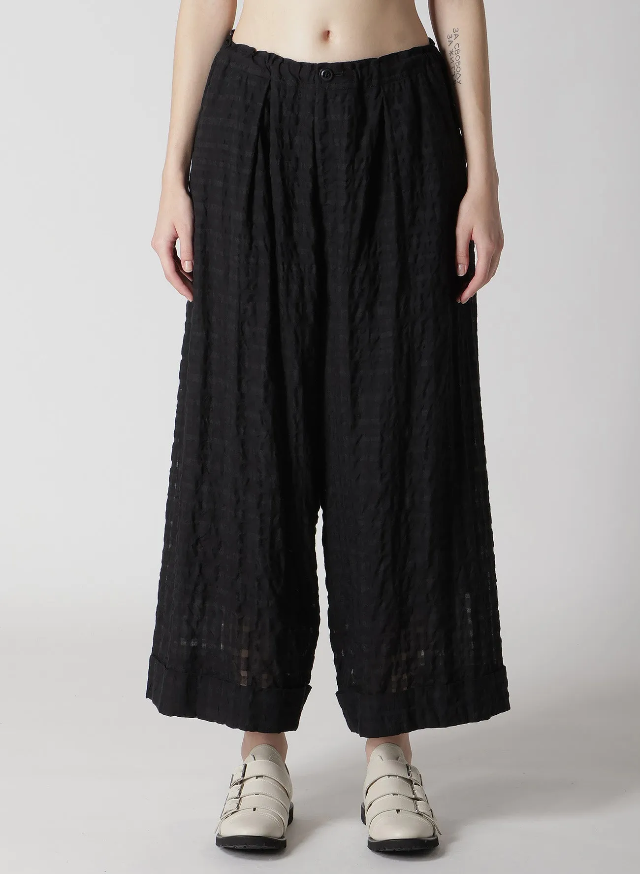 PLAID FRONT TUCKED MACKIN PANTS sold by Yohji Yamamoto product image thumbnail 4