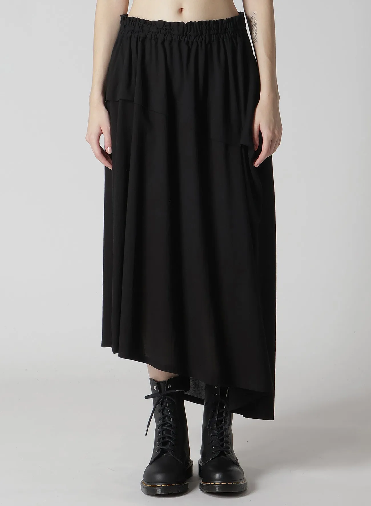 COTTON BOYLE VIYELLA RIGHT TUCKED ASYMMETERY SKIRT sold by Yohji Yamamoto product image thumbnail 4