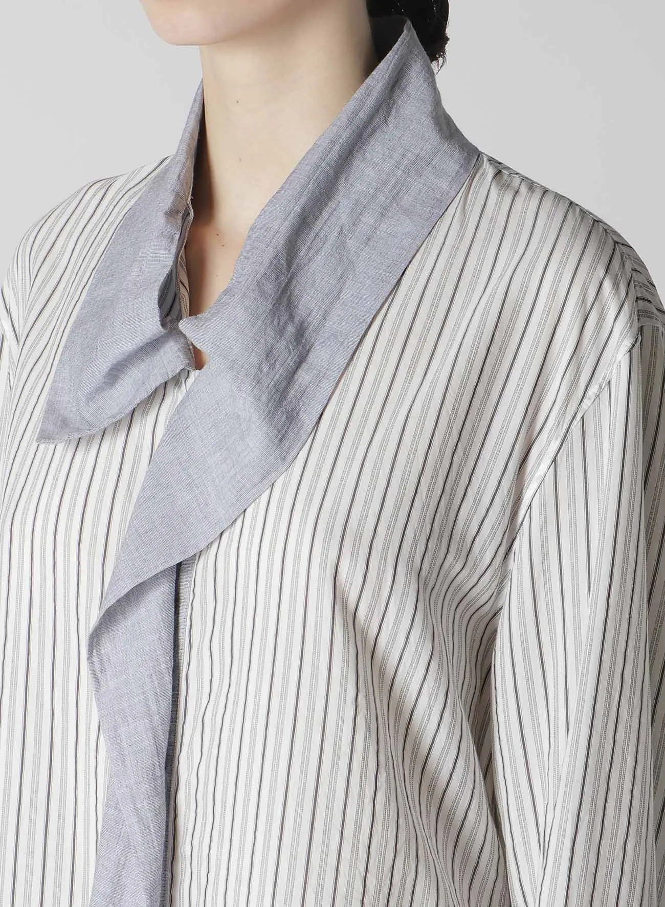 C/CU HARD TWISTED DOBBY STRIPE TIE STYLE SHIRT sold by Yohji Yamamoto product image thumbnail 5