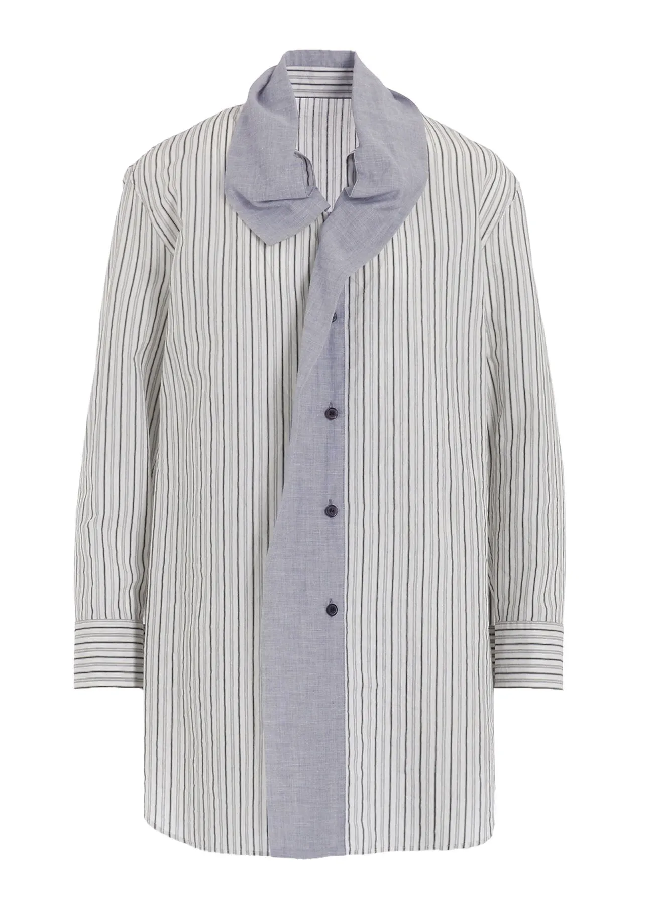 C/CU HARD TWISTED DOBBY STRIPE TIE STYLE SHIRT sold by Yohji Yamamoto product image thumbnail 2