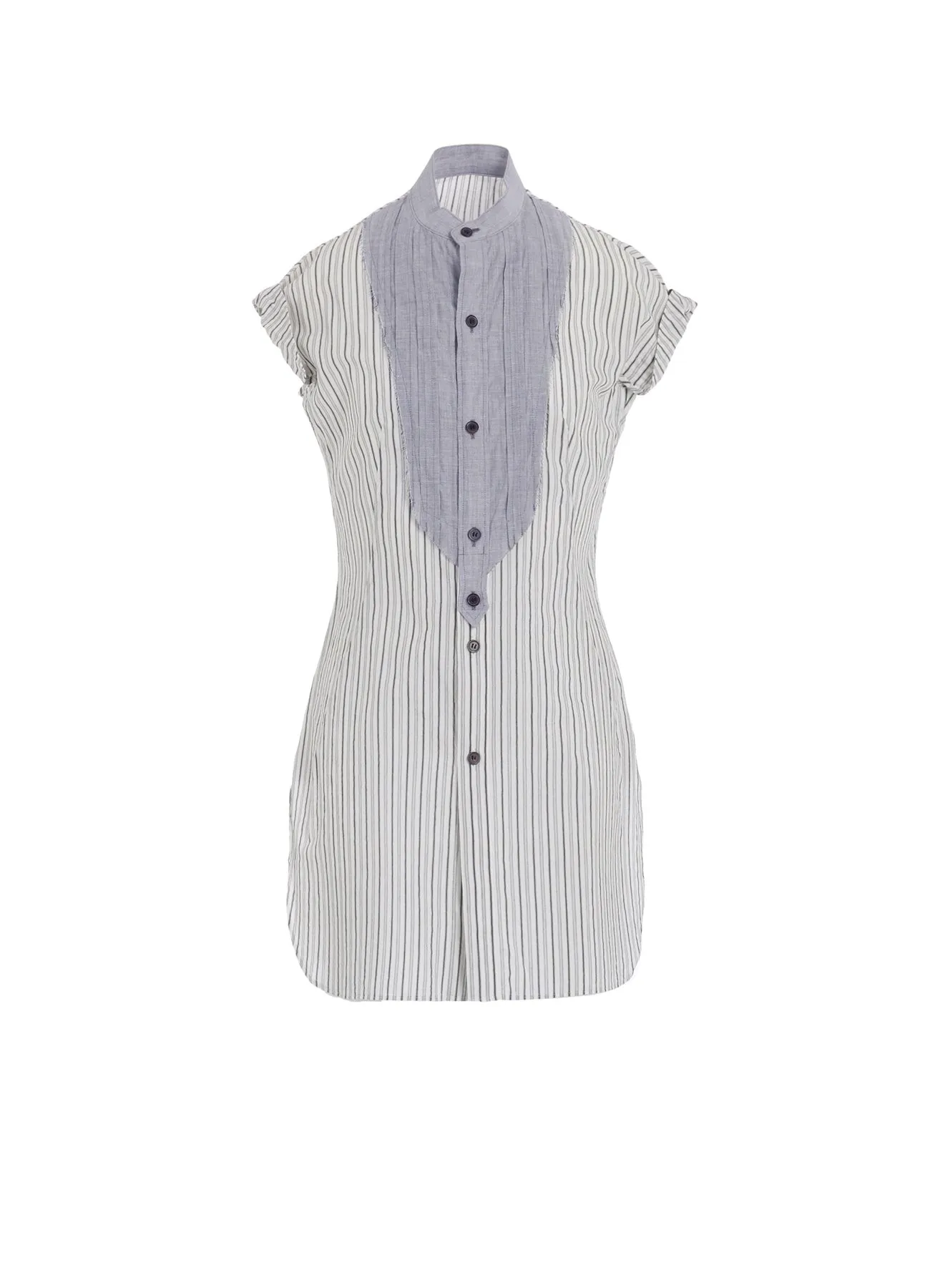 C/CU HARD TWISTED DOBBY STRIPE STAND COLLAR SHIRT sold by Yohji Yamamoto