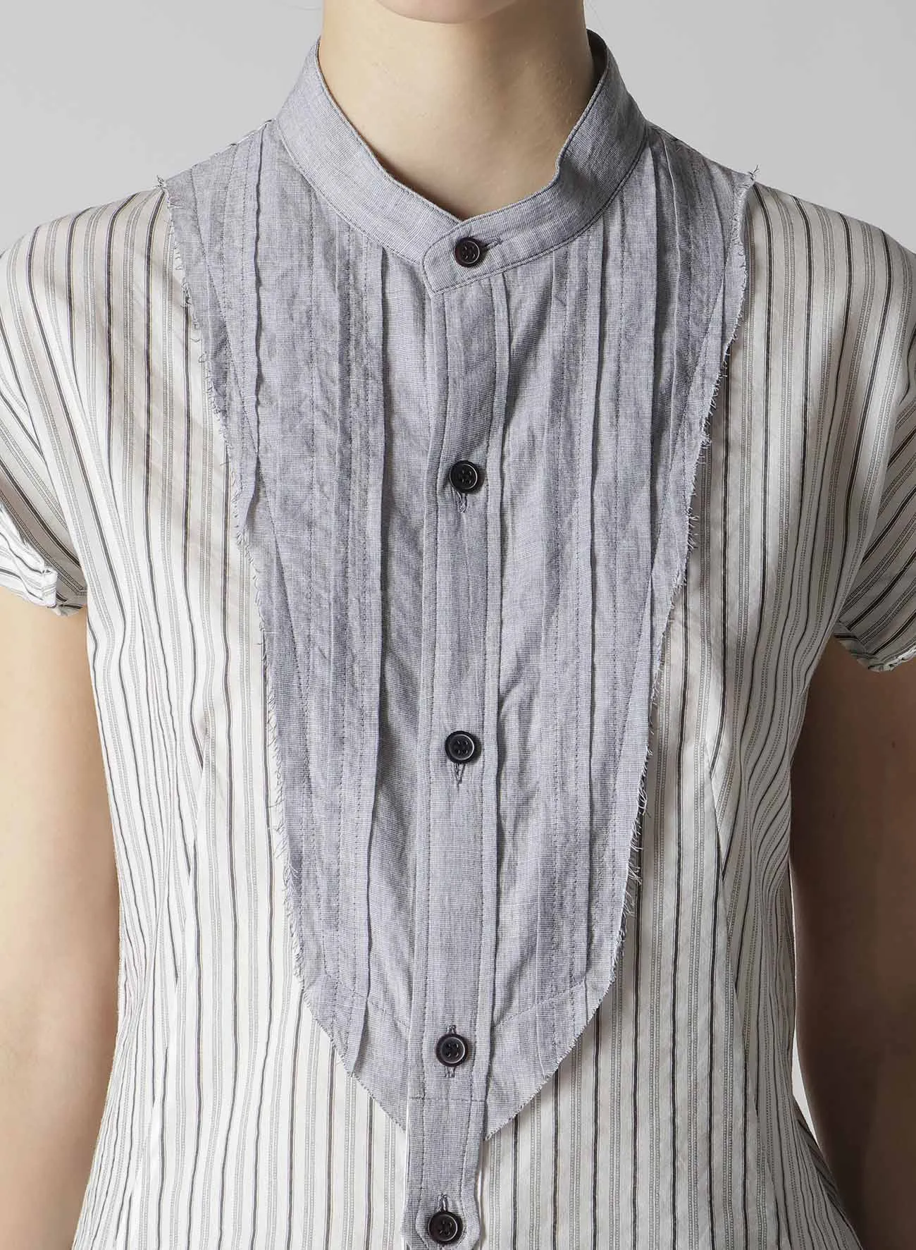 C/CU HARD TWISTED DOBBY STRIPE STAND COLLAR SHIRT sold by Yohji Yamamoto product image thumbnail 5