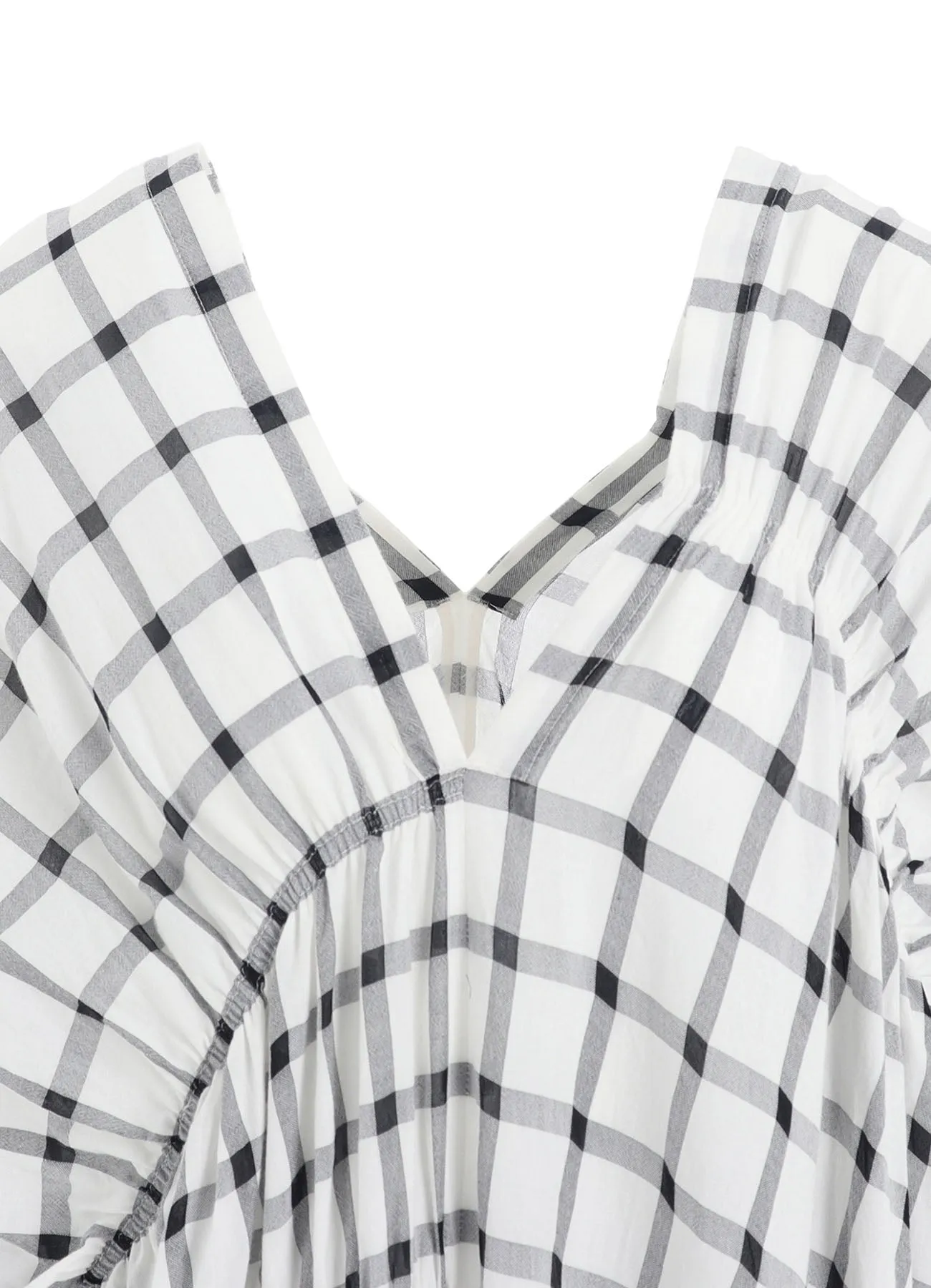 COTTON CUPRO PLAID GATHERED DRESS sold by Yohji Yamamoto product image thumbnail 5