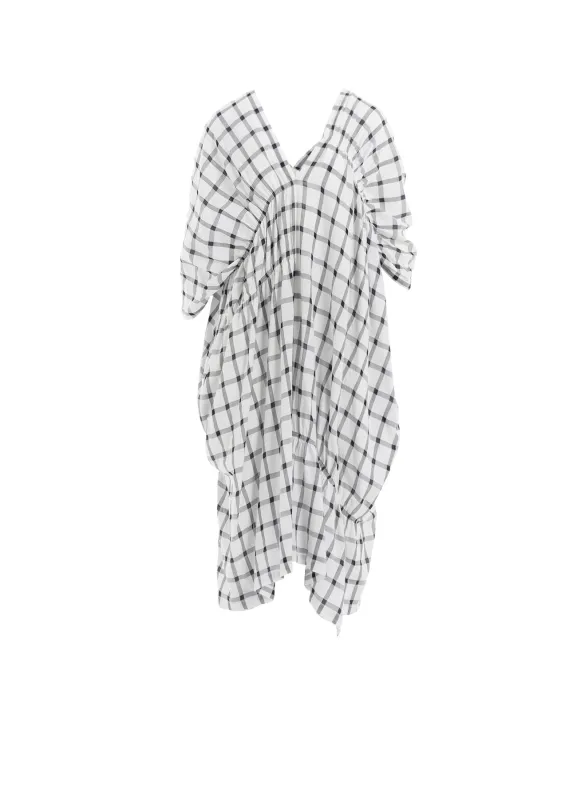 COTTON CUPRO PLAID GATHERED DRESS sold by Yohji Yamamoto