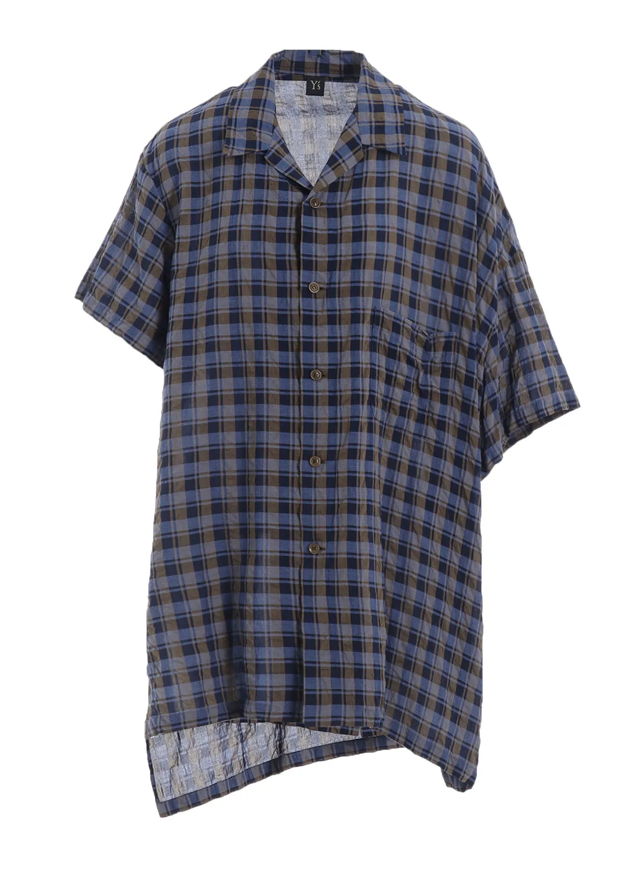 COTTON CUPRO MINI PLAID ASYMMETRIC SHIRT sold by Yohji Yamamoto product image thumbnail 2