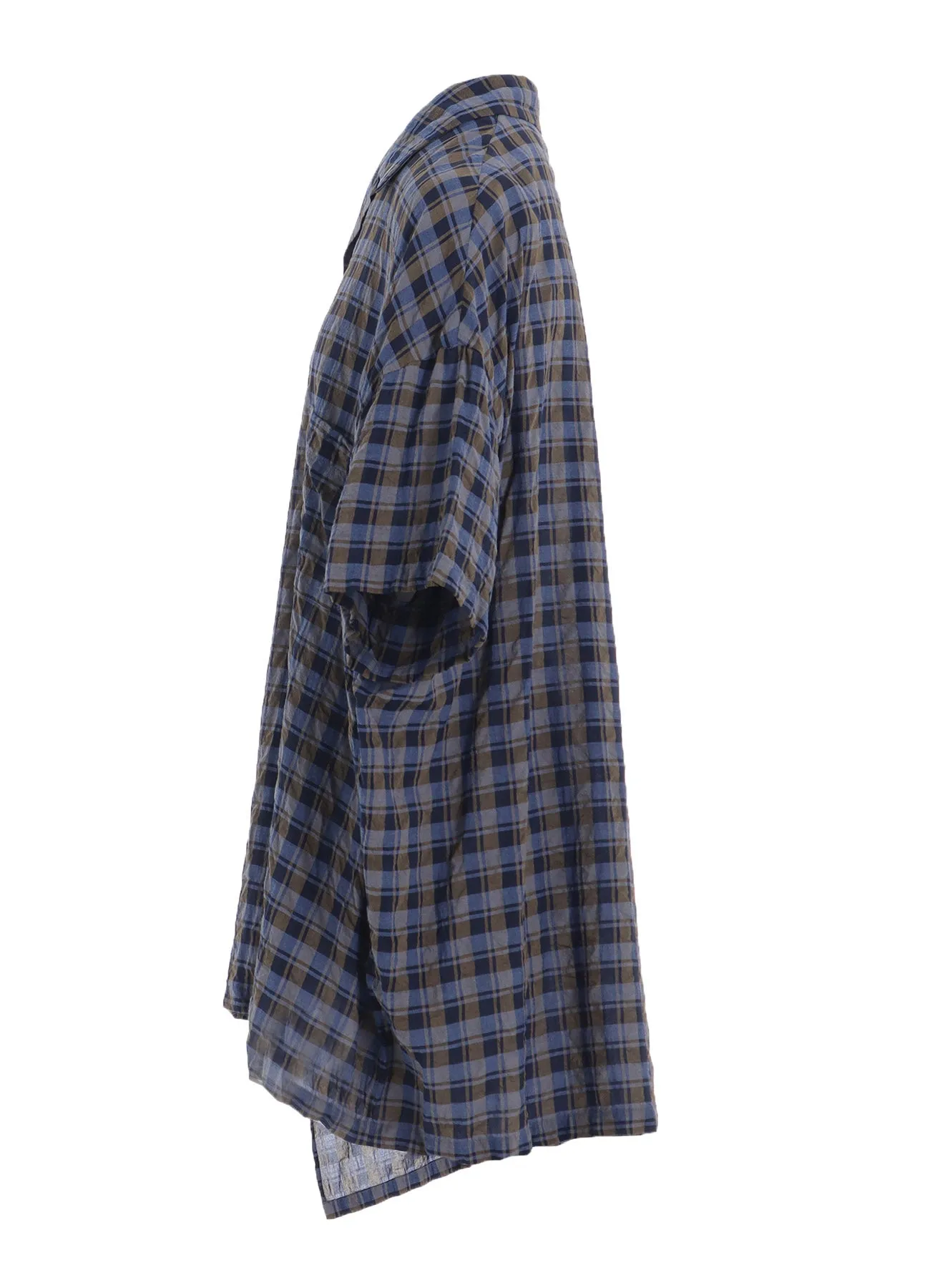 COTTON CUPRO MINI PLAID ASYMMETRIC SHIRT sold by Yohji Yamamoto product image thumbnail 3