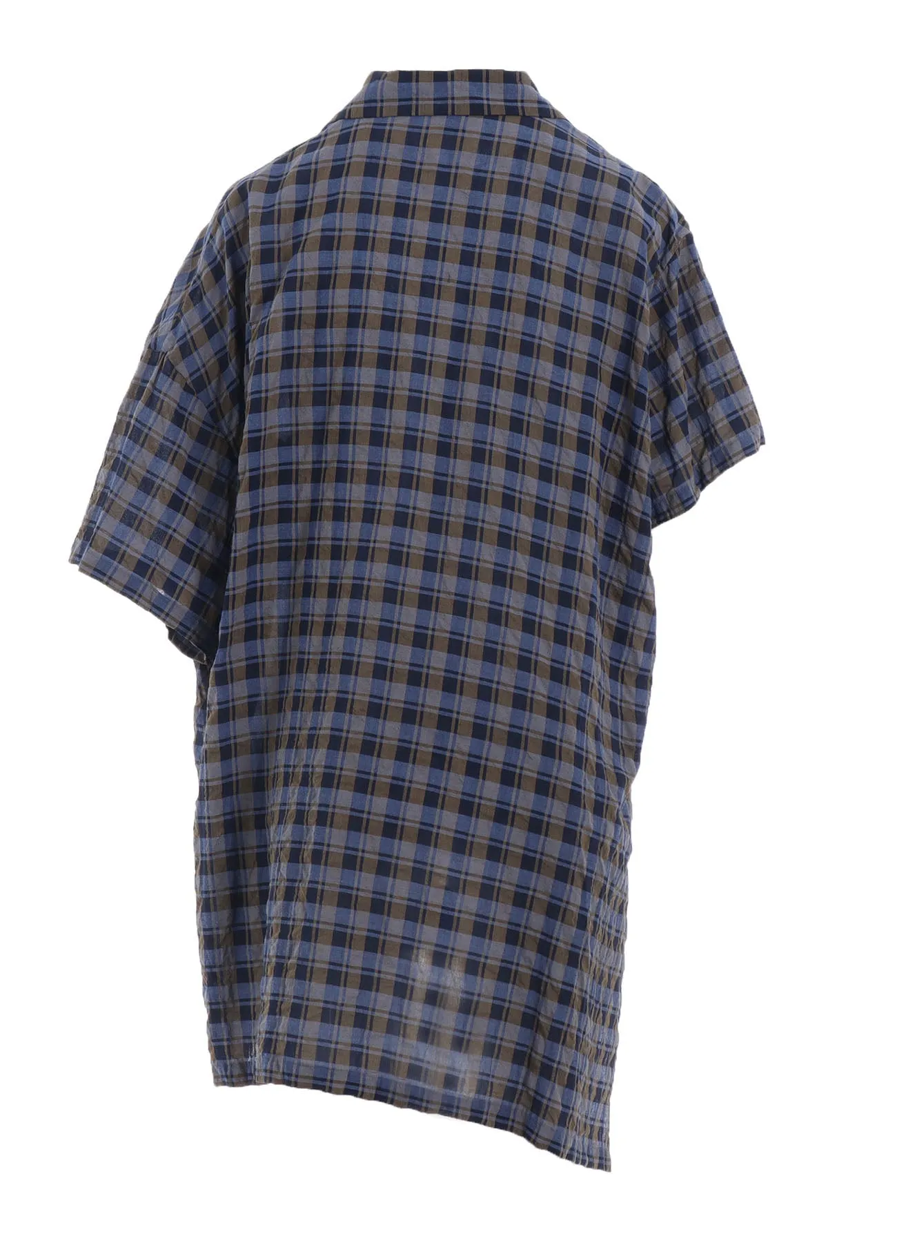 COTTON CUPRO MINI PLAID ASYMMETRIC SHIRT sold by Yohji Yamamoto product image thumbnail 4