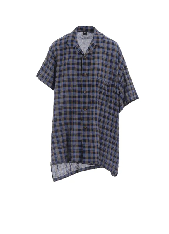 COTTON CUPRO MINI PLAID ASYMMETRIC SHIRT sold by Yohji Yamamoto