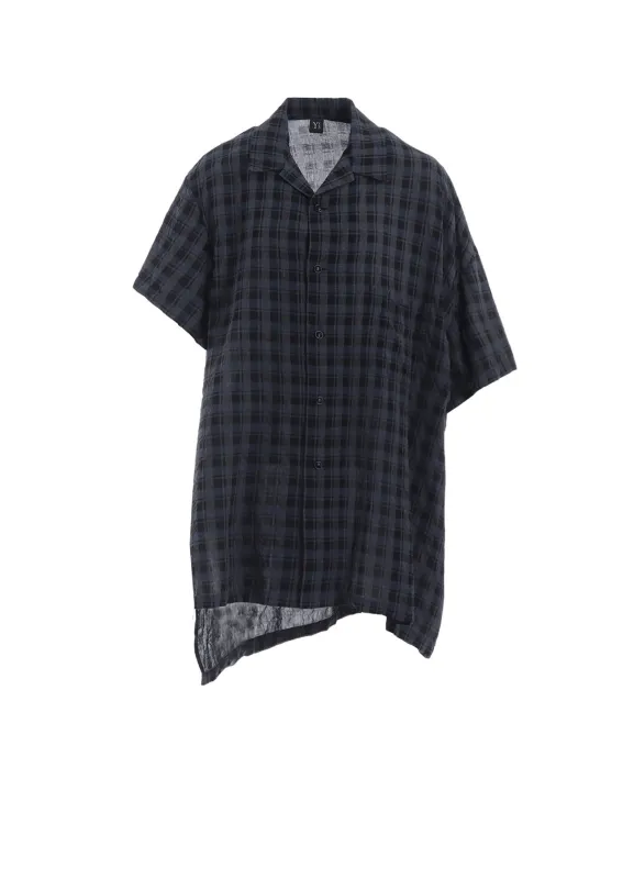 COTTON CUPRO MINI PLAID ASYMMETRIC SHIRT sold by Yohji Yamamoto