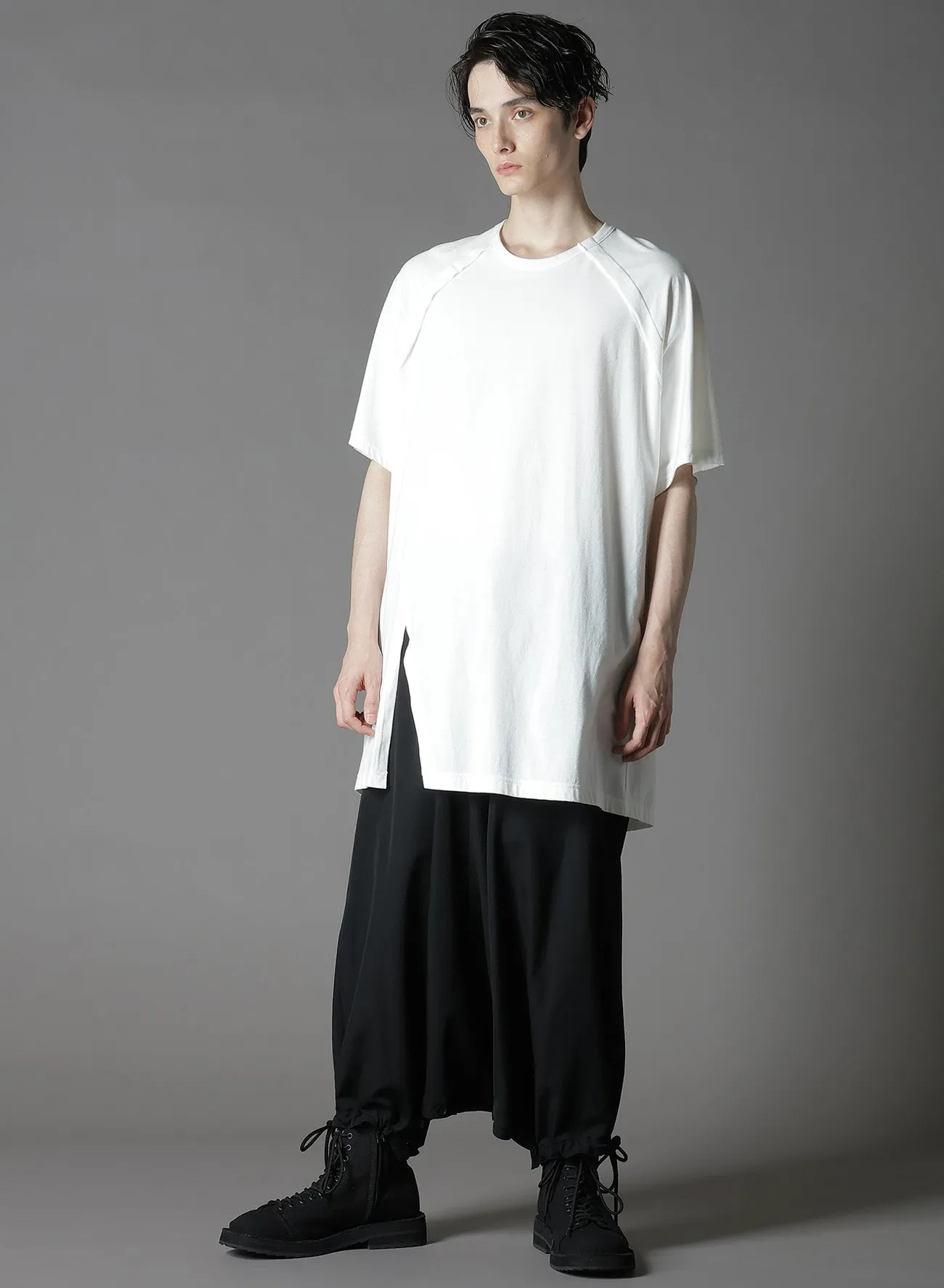 COTTON JERSEY FRONT RAGLAN SLIT T-SHIRT SHORT SLEEVES sold by Yohji Yamamoto product image thumbnail 2
