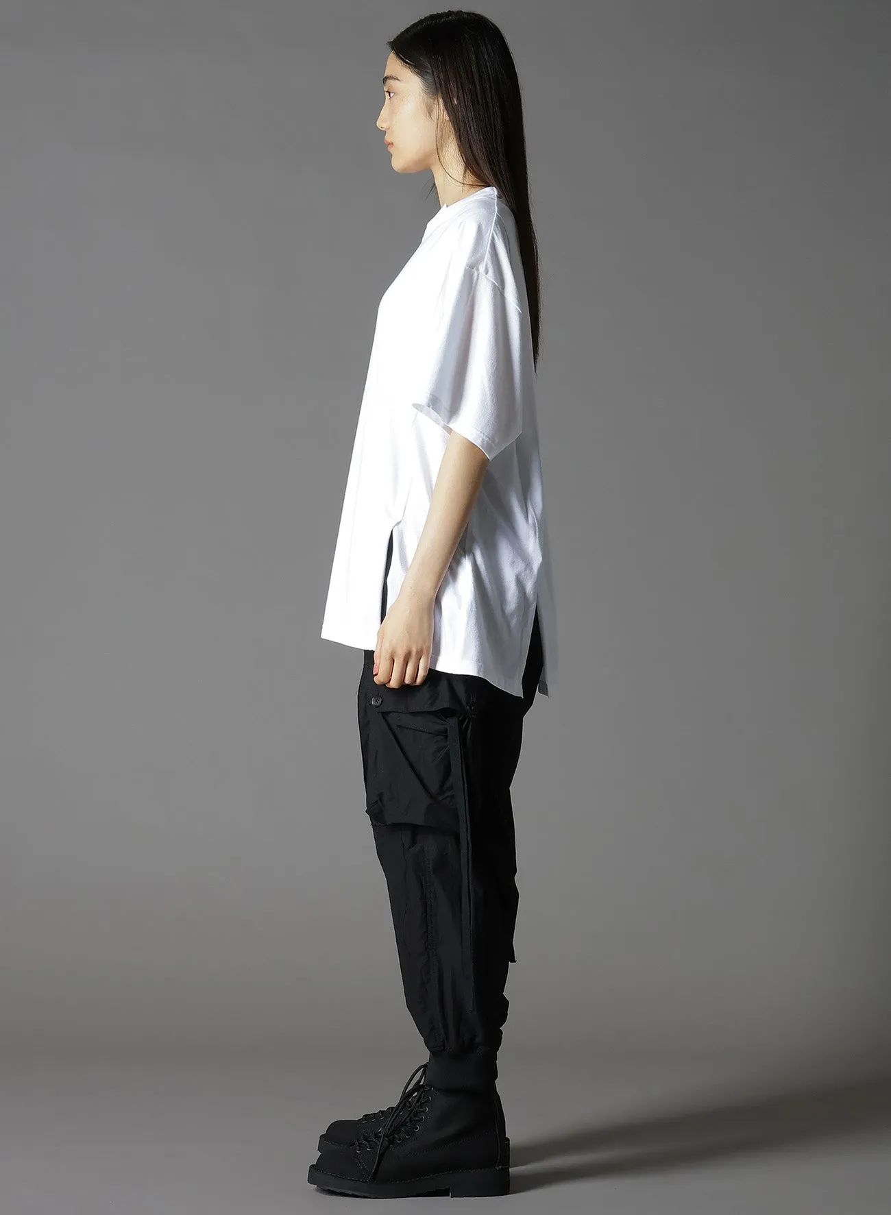 COTTON JERSEY T-SHIRT MIX TIERED T-SHIRT sold by Yohji Yamamoto product image thumbnail 4